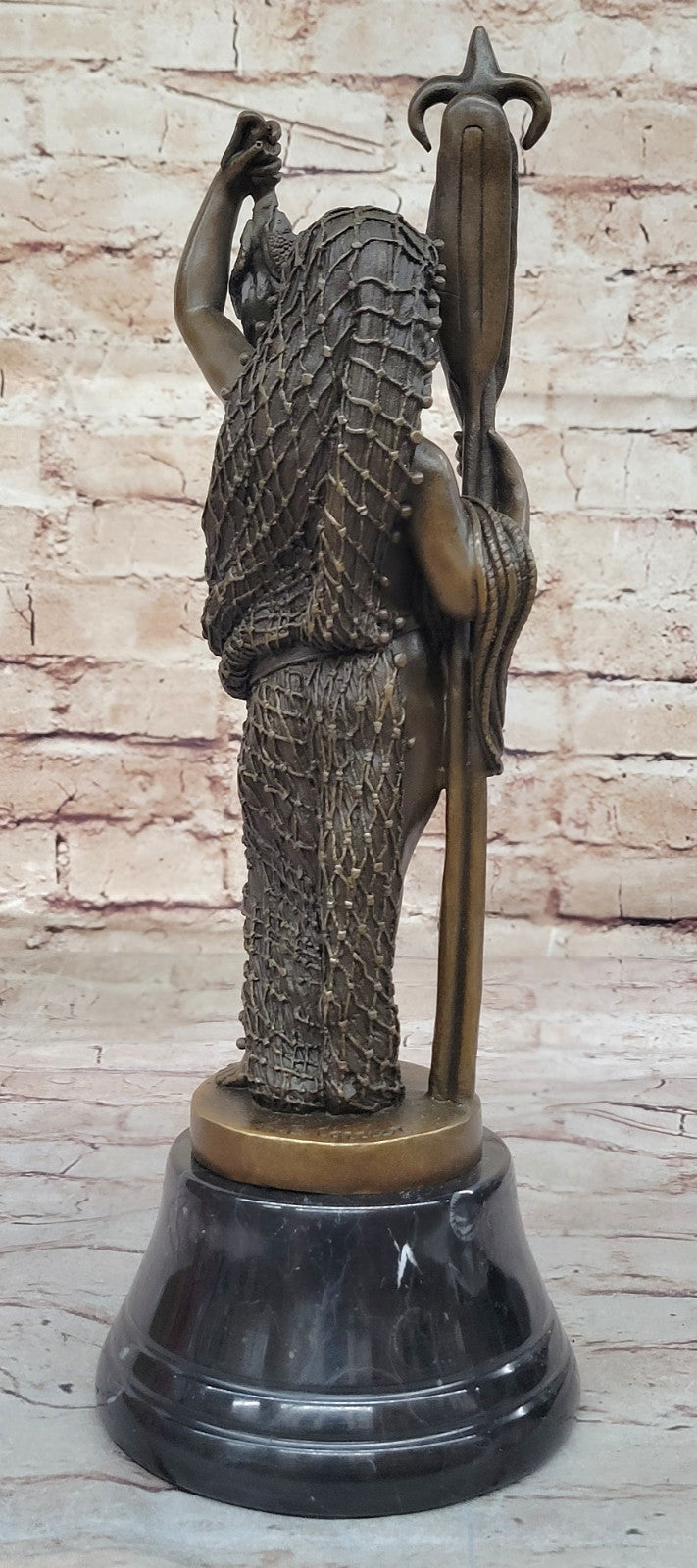 Collector`s Pride: Genuine Bronze Sculpture - Carrier Boy Hunter Fisherman