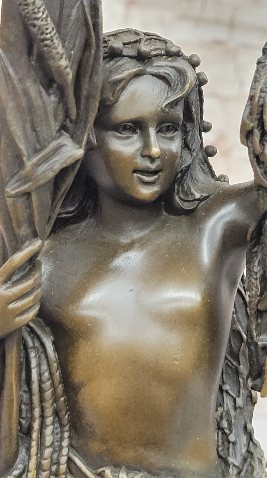 Collector`s Pride: Genuine Bronze Sculpture - Carrier Boy Hunter Fisherman