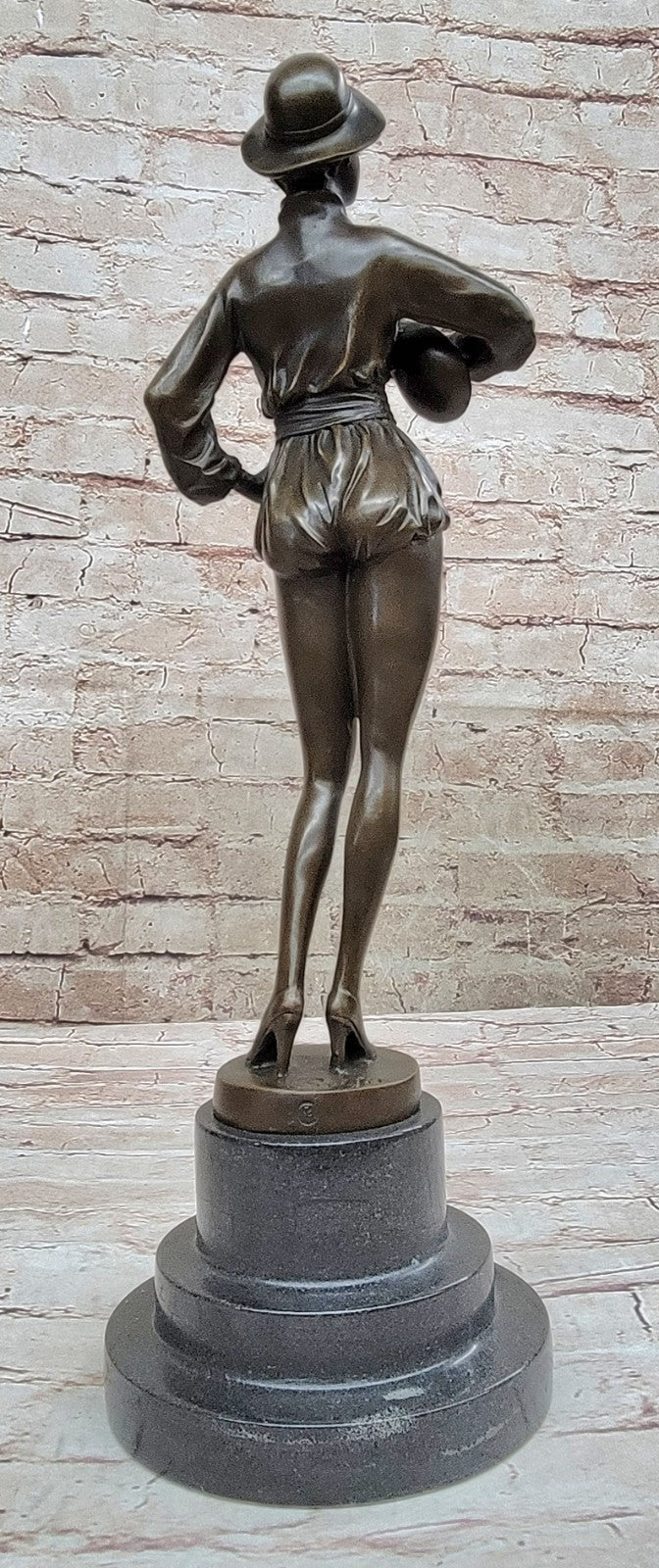 Music Woman Banjo Marble Base Handcrafted Art Bronze Sculpture Statue Figure