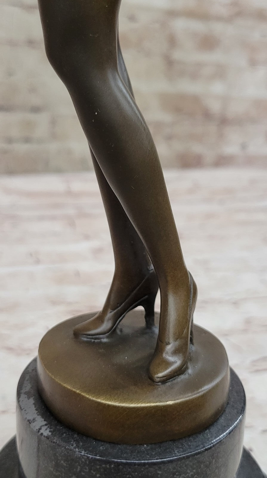 Music Woman Banjo Marble Base Handcrafted Art Bronze Sculpture Statue Figure