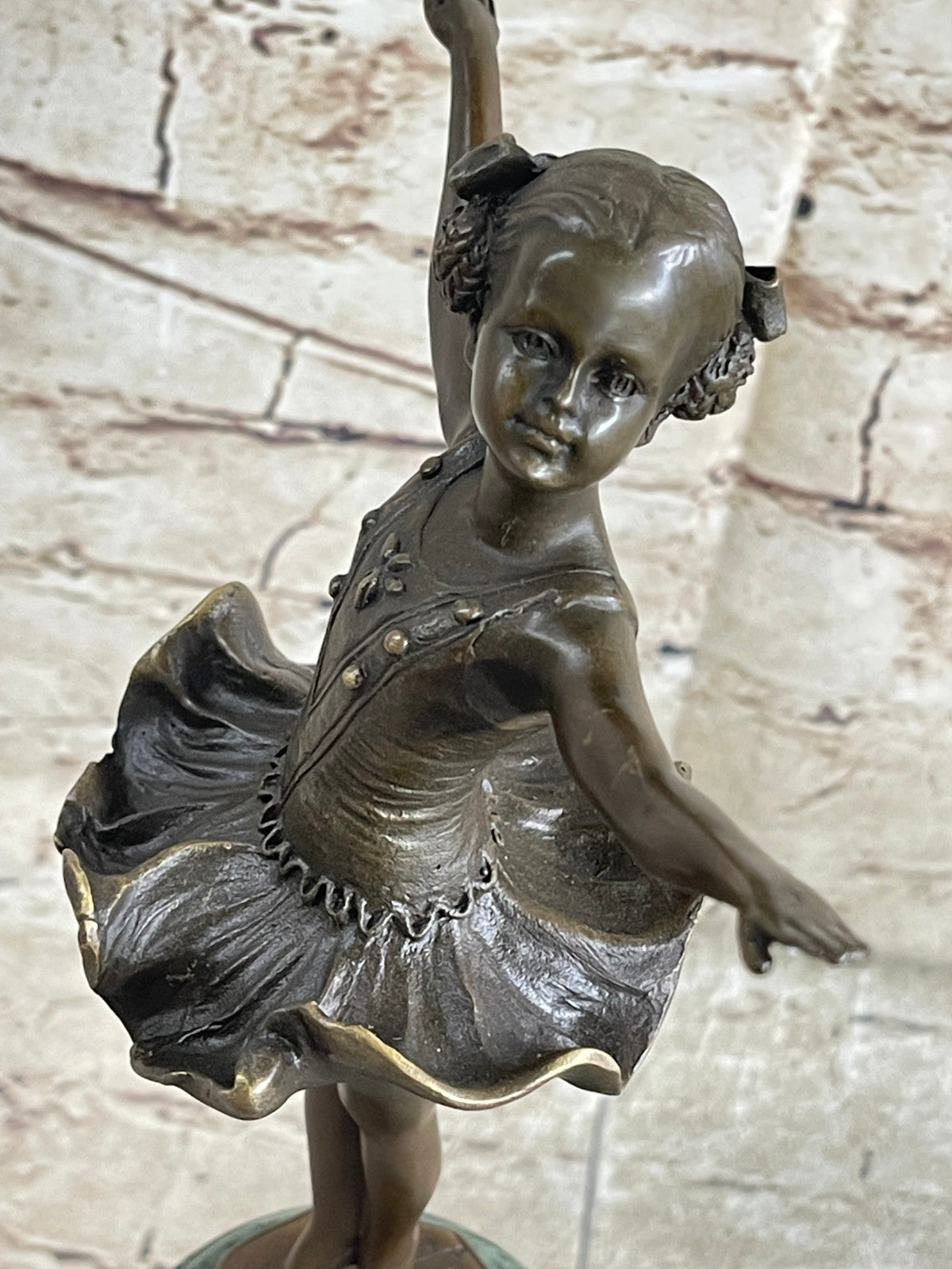 Historical Preiss Young Ballerina Marble Base Figurine Figure Sculpture Green NR