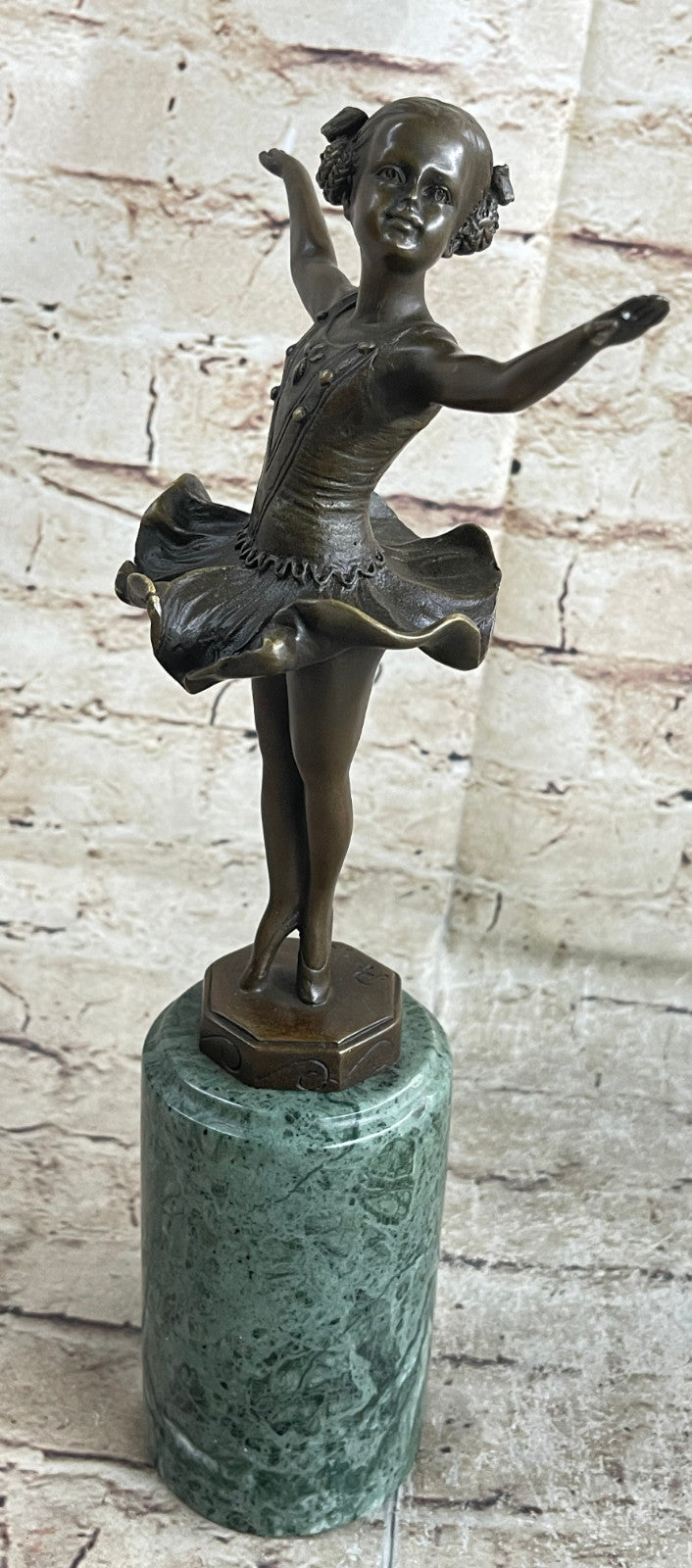Historical Preiss Young Ballerina Marble Base Figurine Figure Sculpture Green NR