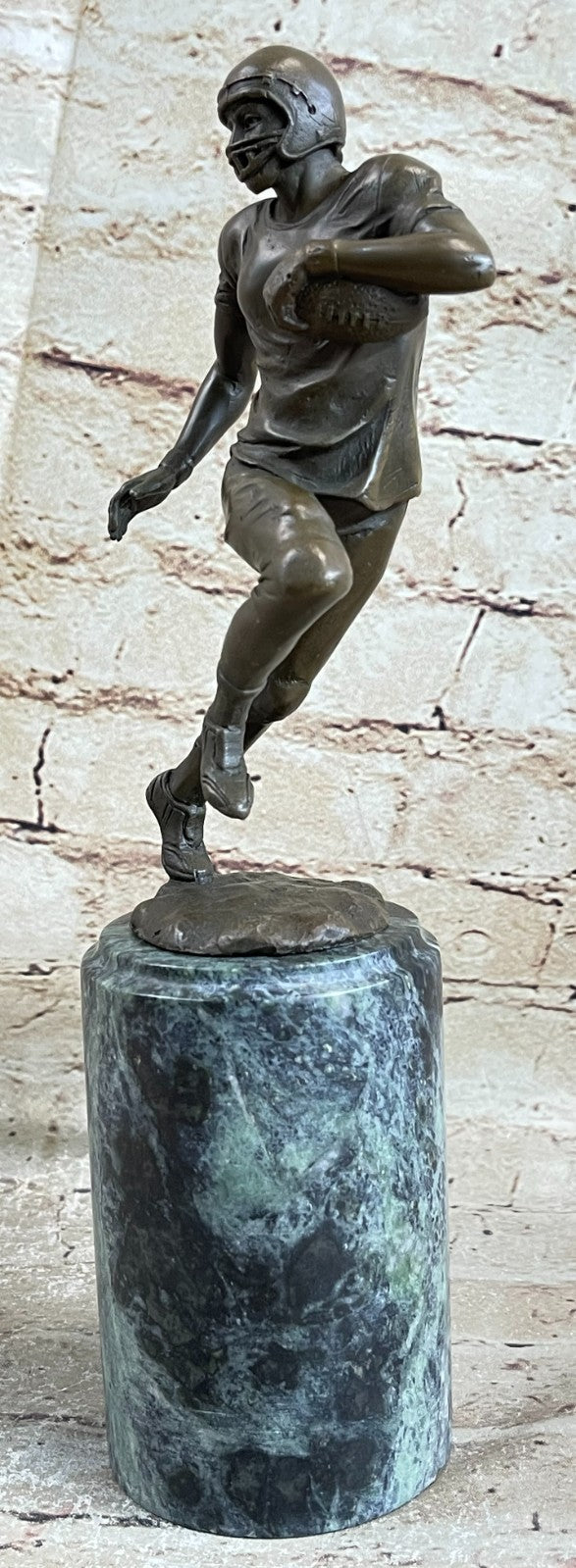 Bronze Sculpture Collectible Statue Sports 100% Football Player Hot Cast Décor