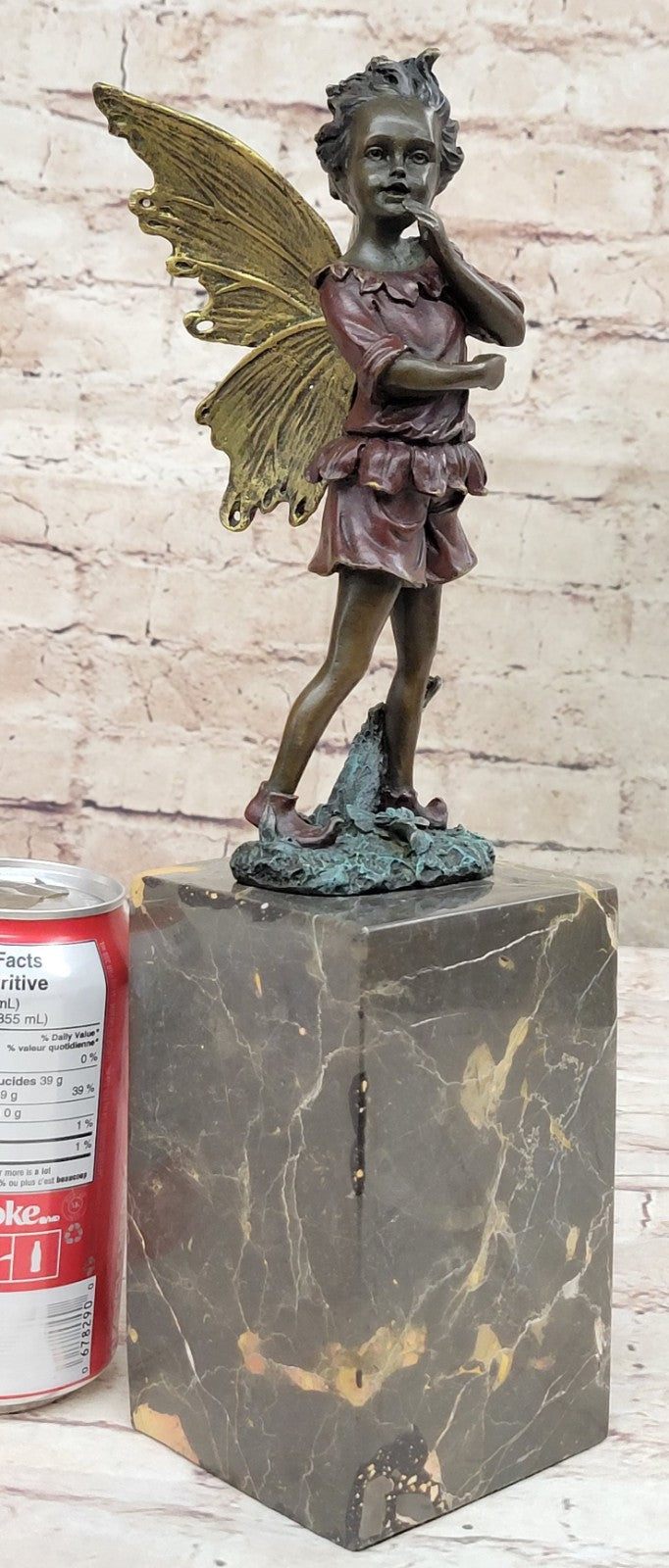 Handcrafted bronze sculpture SALE Book-End Patins Red Fairy Angel Deco Art