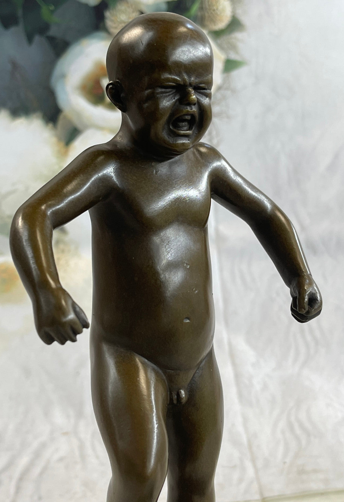 Hot Cast Baby Crying by Miguel Lopez Known As Milo Bronze sculpture Statue