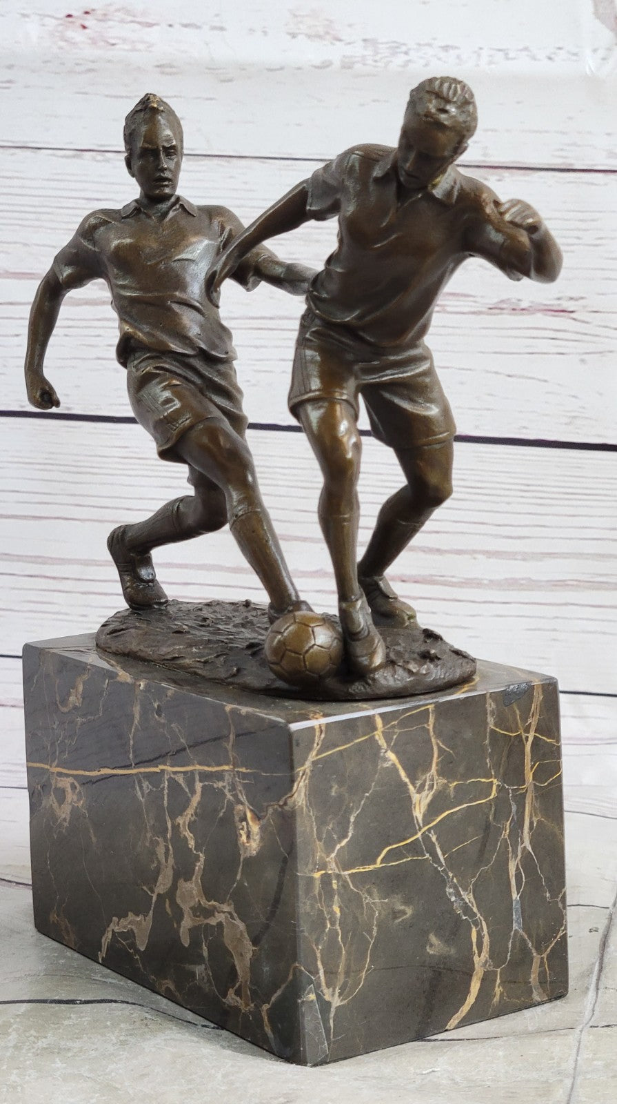 Handcrafted bronze sculpture SALE Player Soccer Two Deco Art Original Artwork