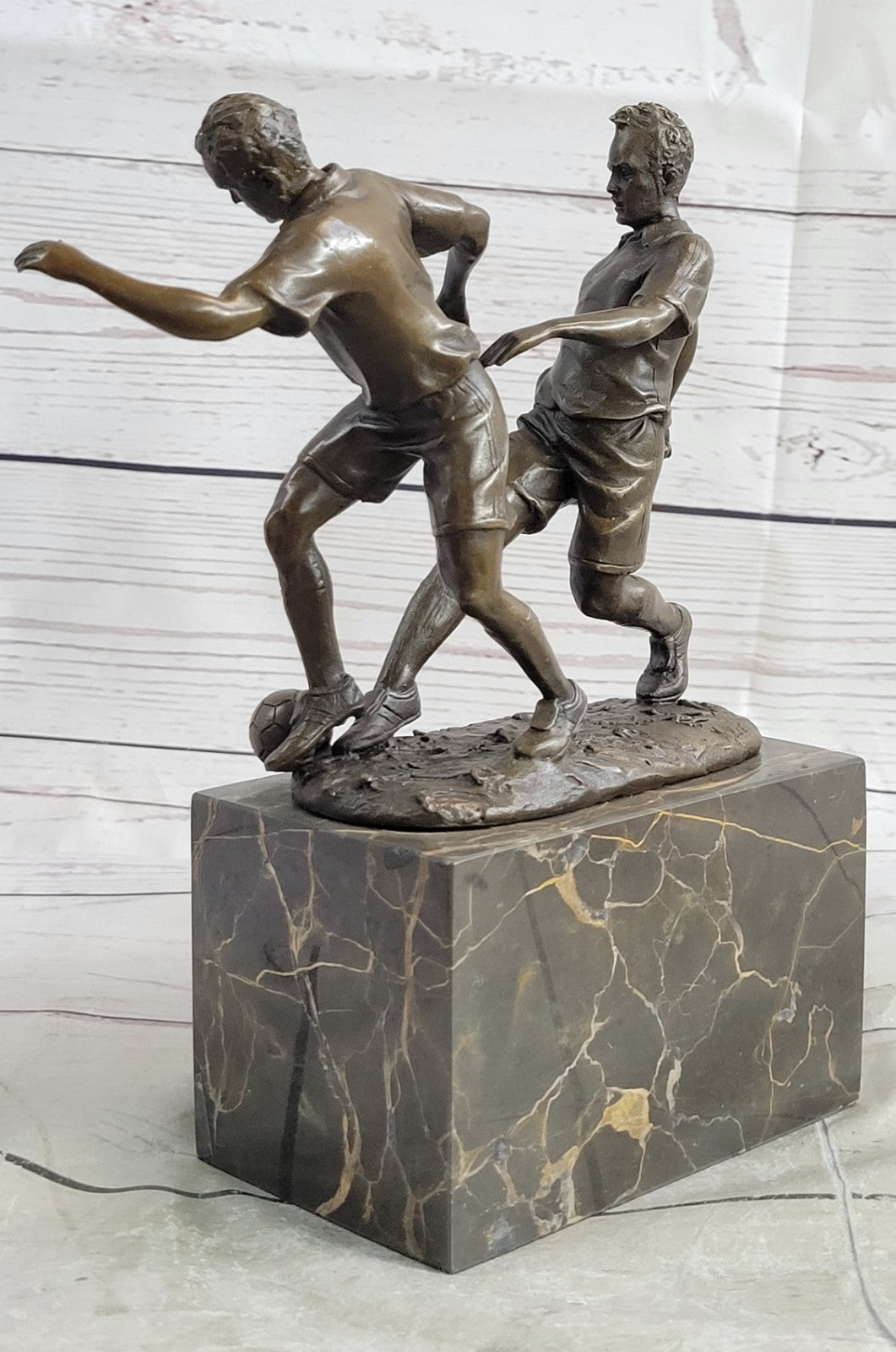 Handcrafted bronze sculpture SALE Player Soccer Two Deco Art Original Artwork