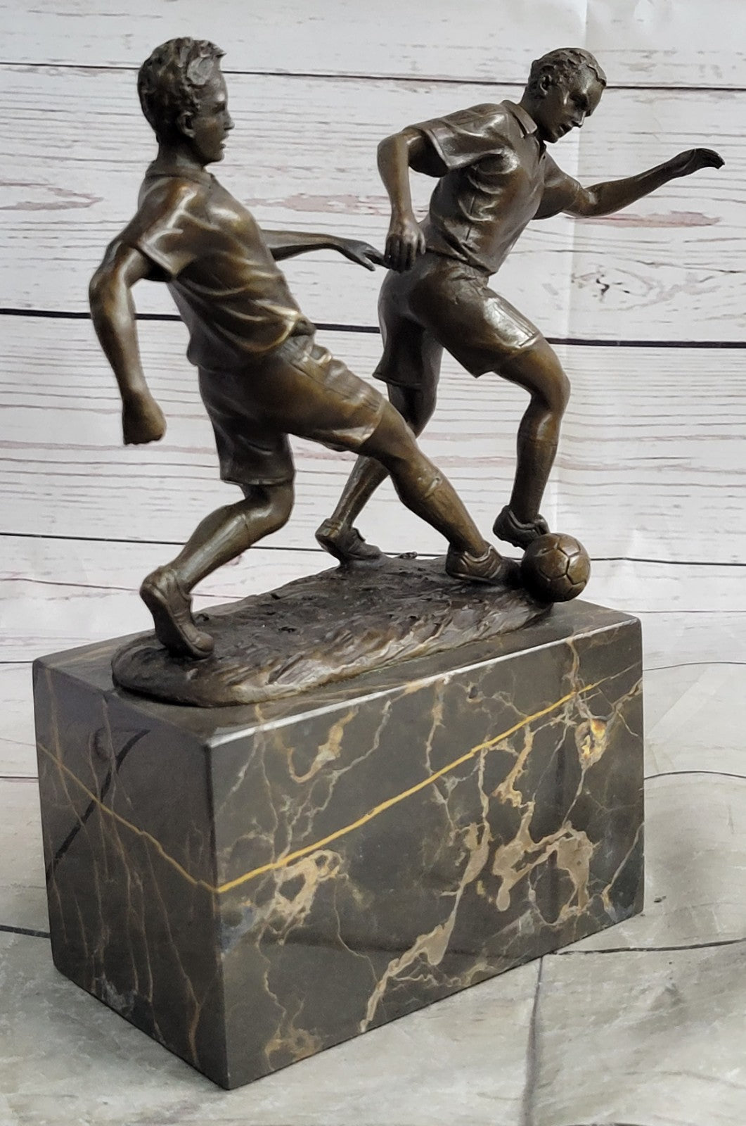 Handcrafted bronze sculpture SALE Player Soccer Two Deco Art Original Artwork