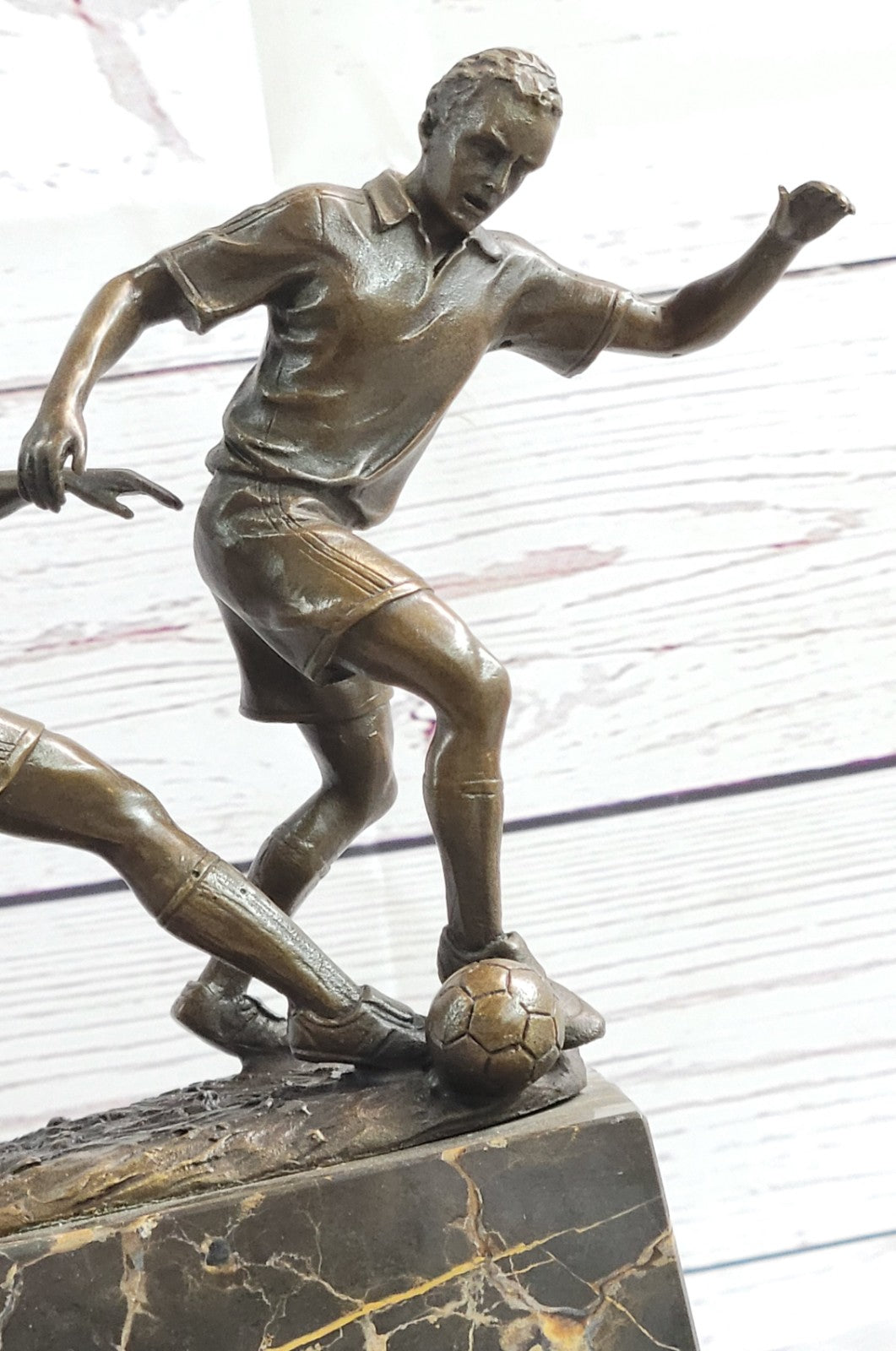 Handcrafted bronze sculpture SALE Player Soccer Two Deco Art Original Artwork