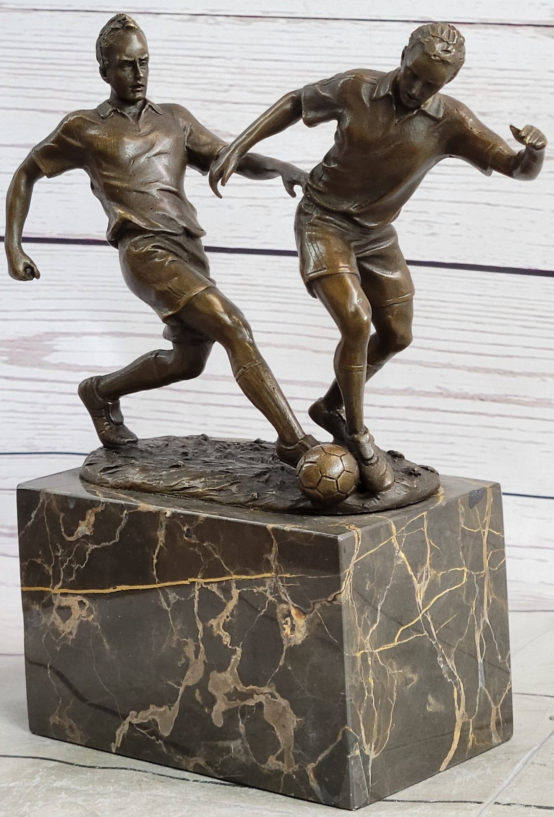 Handcrafted bronze sculpture SALE Player Soccer Two Deco Art Original Artwork