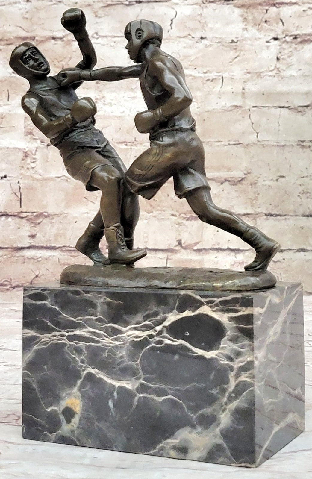 Home/Office Art Deco Bronze Statue Signed Original Milo Last Round Boxer Boxing