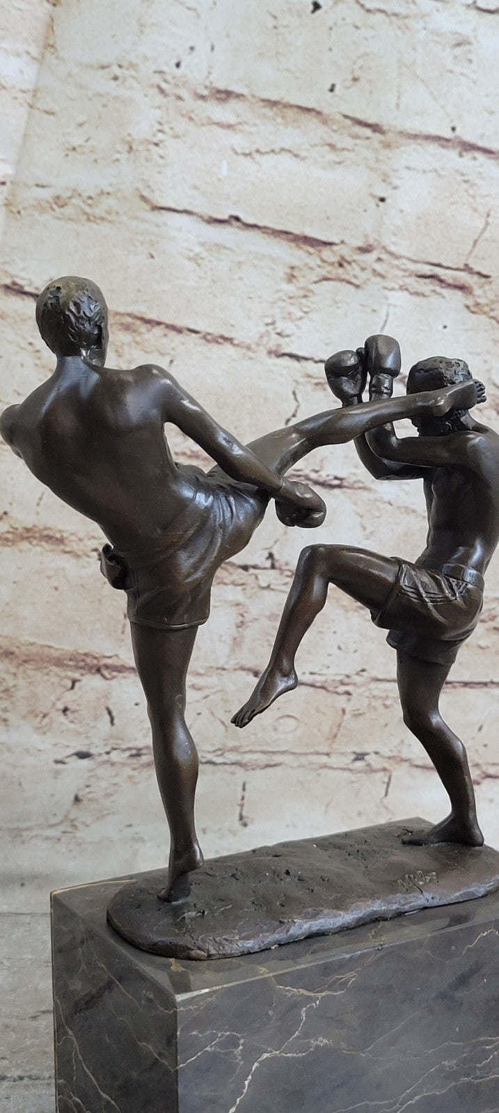 Bronze Sculpture Match Sport Kick Boxer Hot Cast Hand crafted Artwork Figure Art