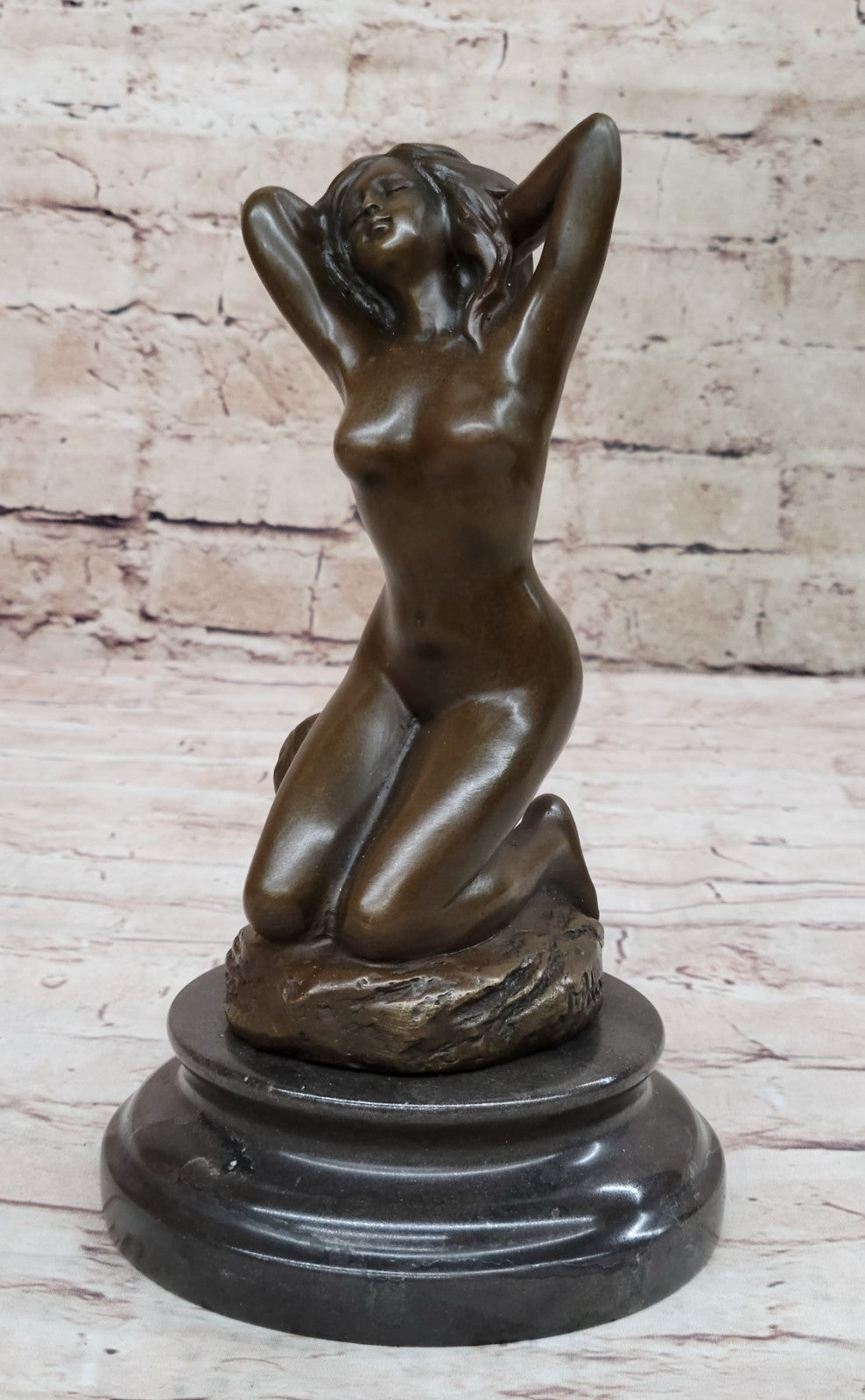 Sign~Patoue~Rebellious Sultry Nude Girl Bronze Statue Sculpture Figure Figurine