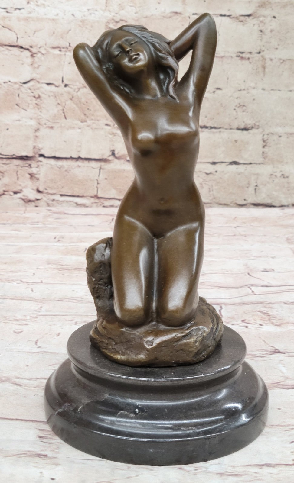 Sign~Patoue~Rebellious Sultry Nude Girl Bronze Statue Sculpture Figure Figurine