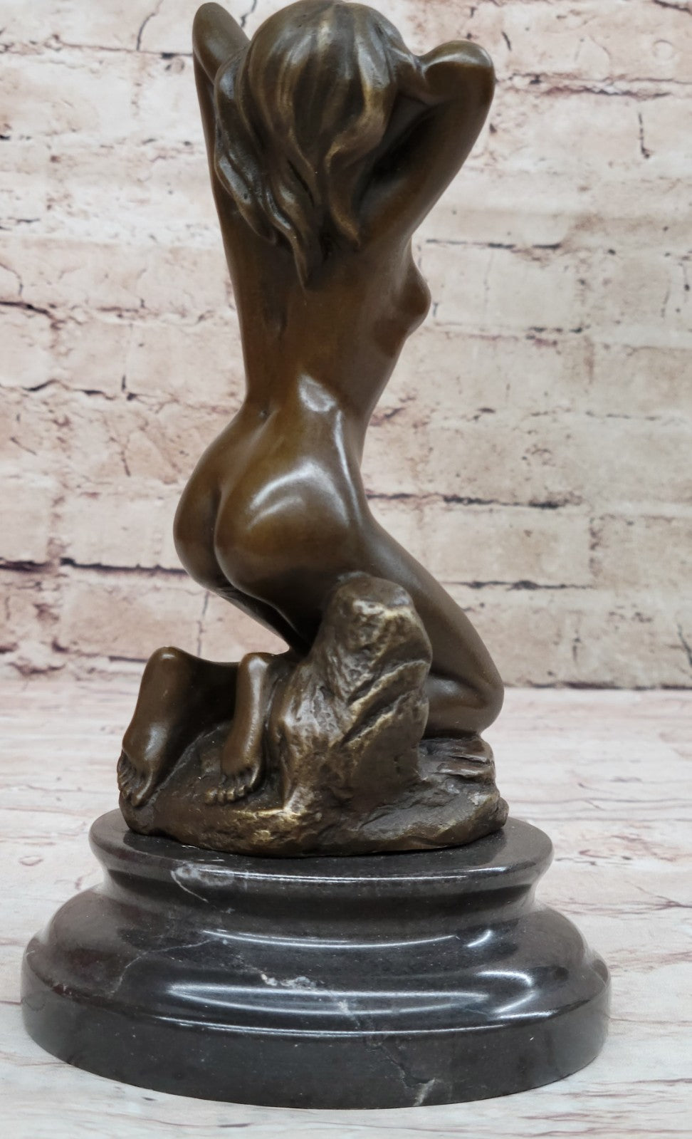 Sign~Patoue~Rebellious Sultry Nude Girl Bronze Statue Sculpture Figure Figurine