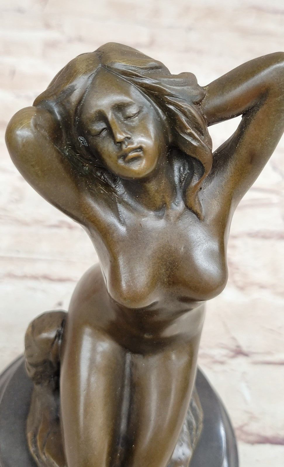 Sign~Patoue~Rebellious Sultry Nude Girl Bronze Statue Sculpture Figure Figurine