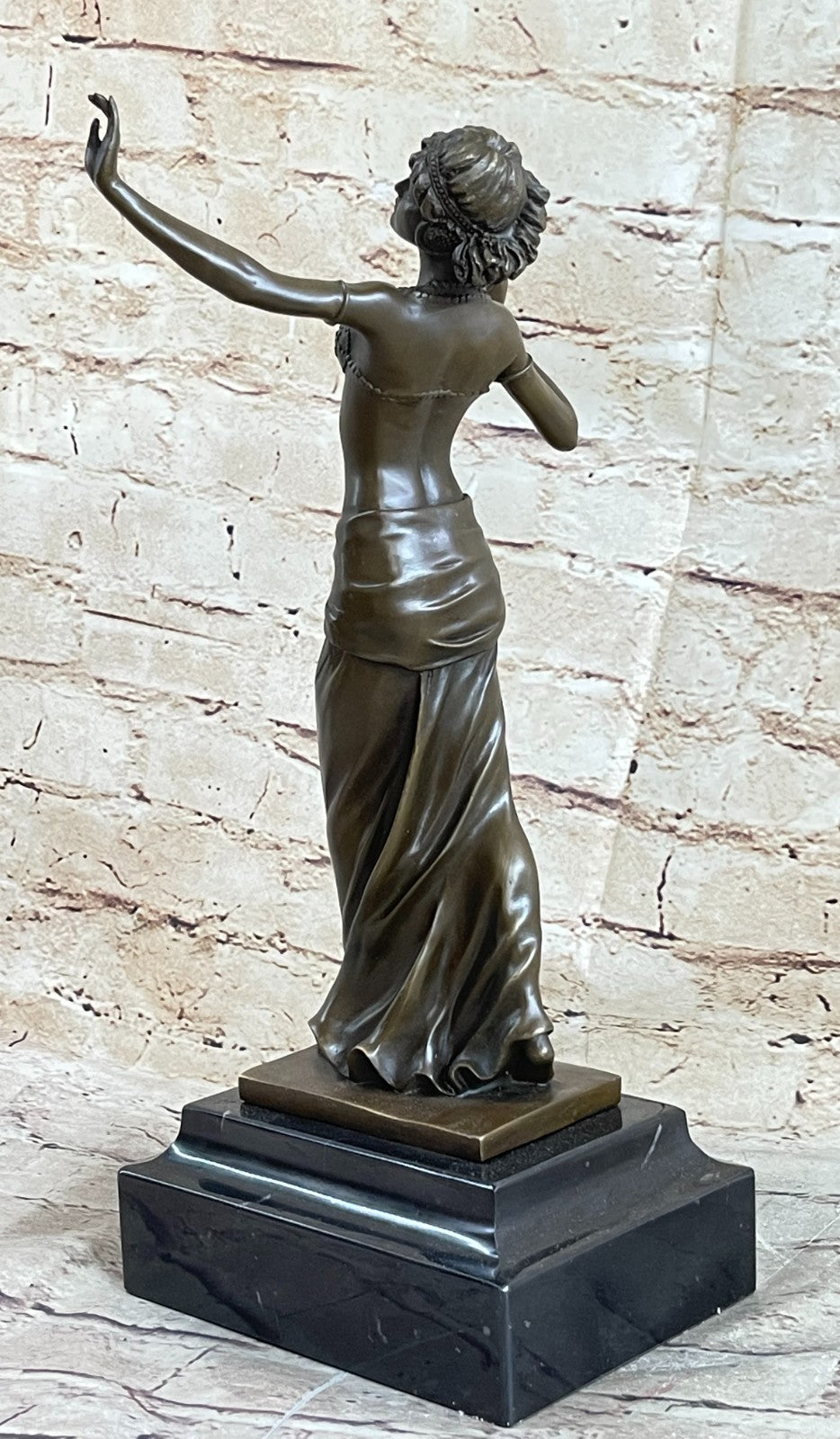 ART NOUVEAU SIGNED BRONZE GYPSY DANCER STATUE FIGURINE FIGURE SCULPTURE GILT ARTWORK