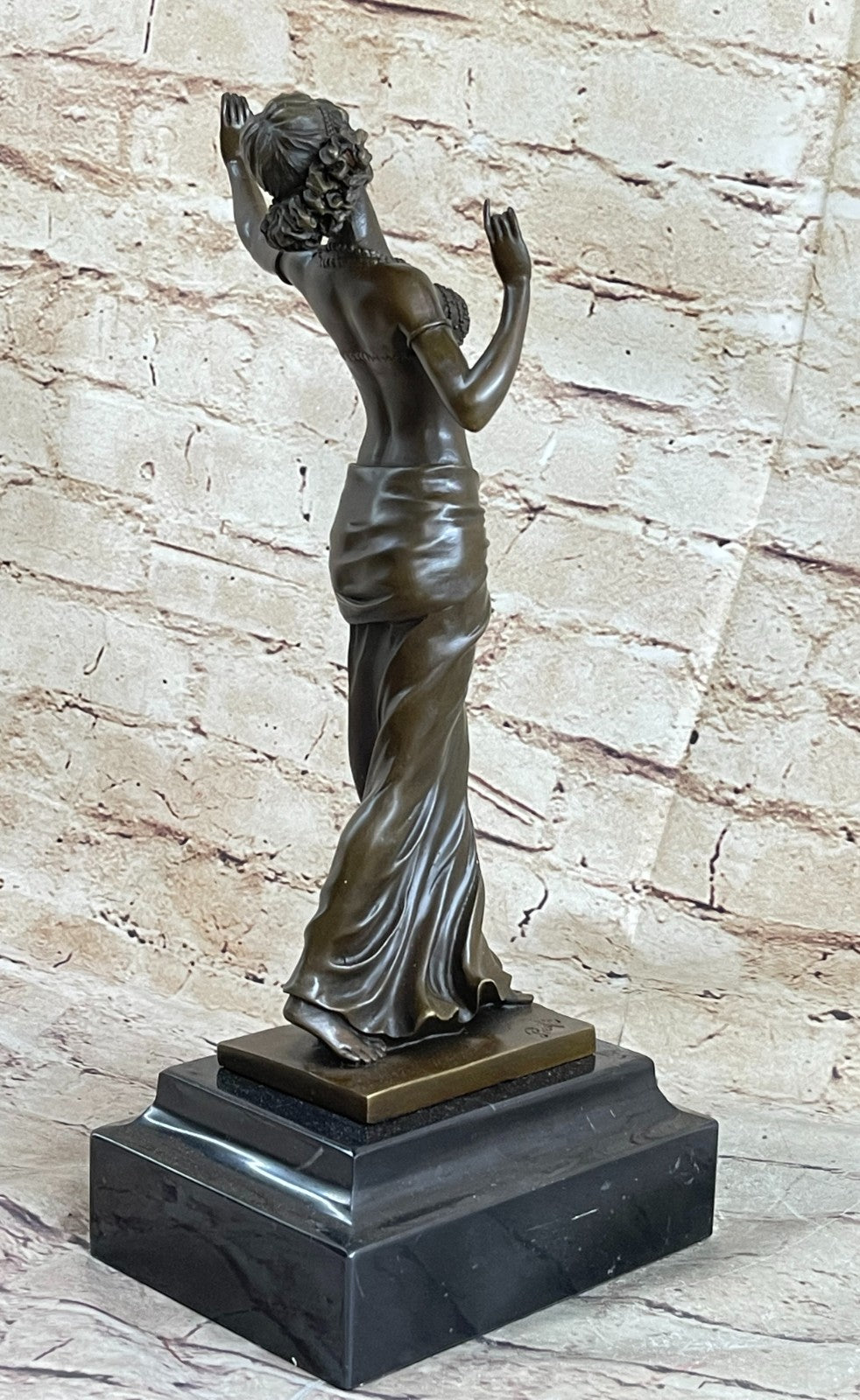 ART NOUVEAU SIGNED BRONZE GYPSY DANCER STATUE FIGURINE FIGURE SCULPTURE GILT ARTWORK