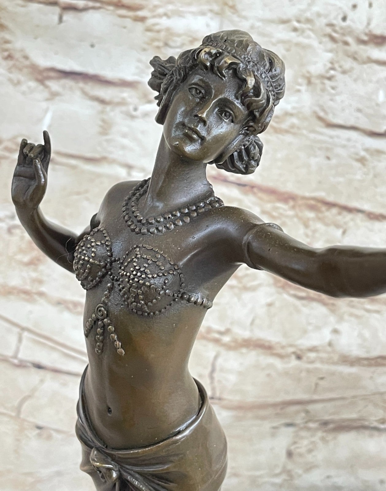 ART NOUVEAU SIGNED BRONZE GYPSY DANCER STATUE FIGURINE FIGURE SCULPTURE GILT ARTWORK