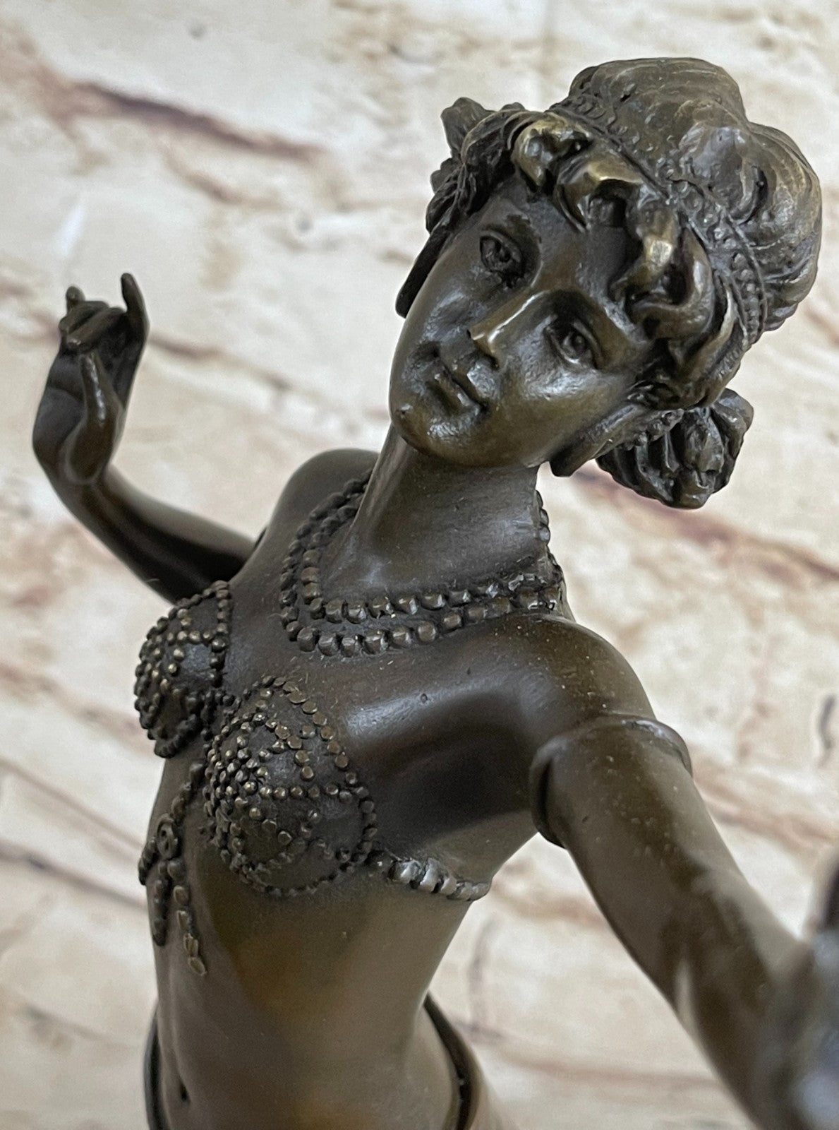 ART NOUVEAU SIGNED BRONZE GYPSY DANCER STATUE FIGURINE FIGURE SCULPTURE GILT ARTWORK