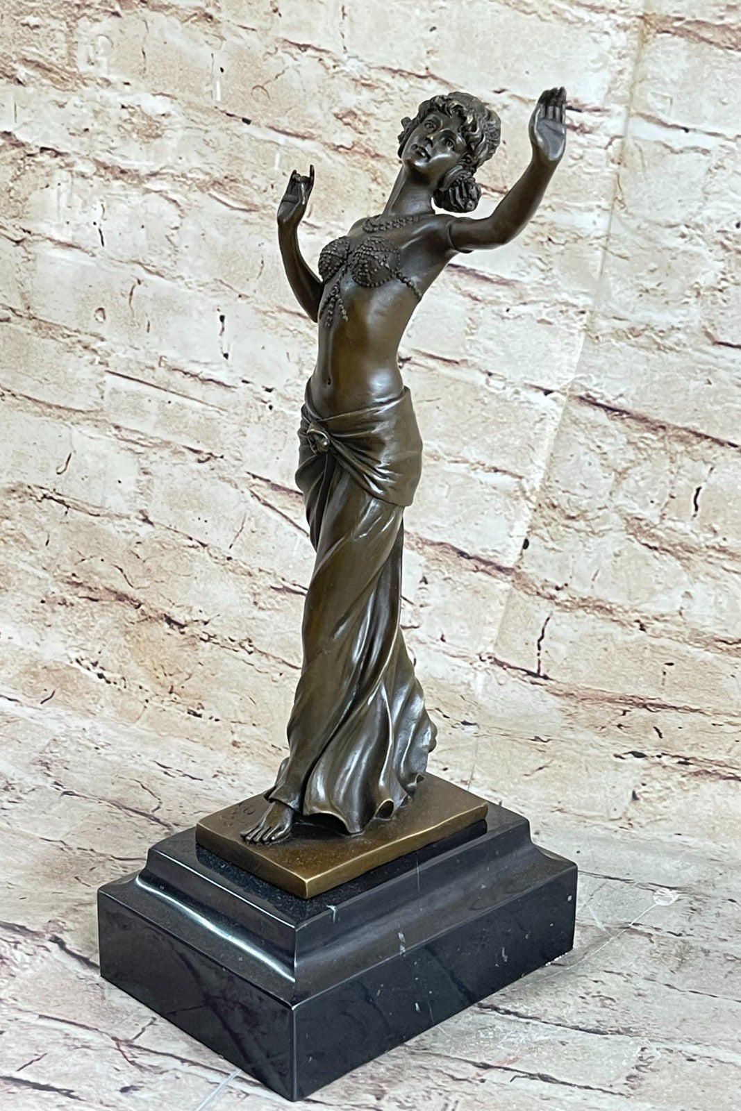 ART NOUVEAU SIGNED BRONZE GYPSY DANCER STATUE FIGURINE FIGURE SCULPTURE GILT ARTWORK