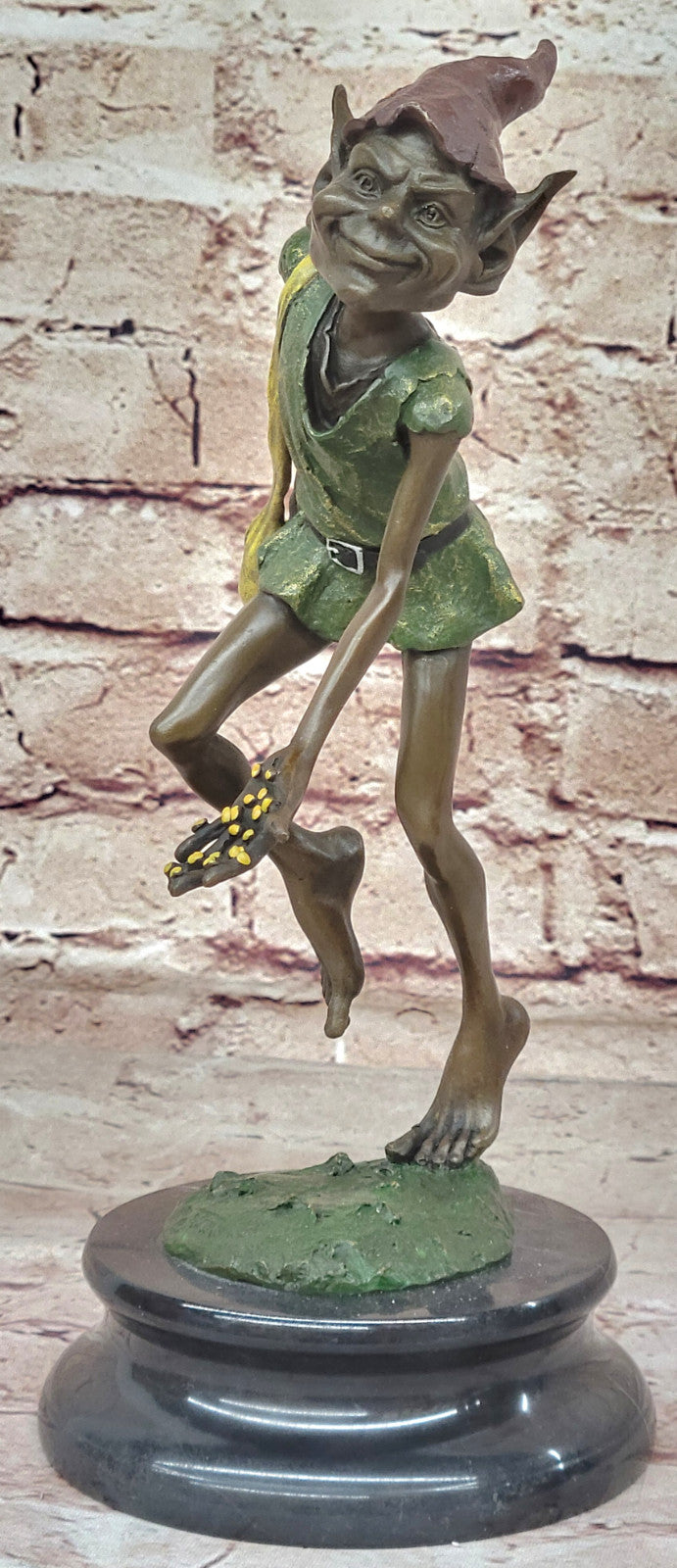Hot Cast Original: Juno`s Colorful Patina Leprechaun Bronze Statue Figure