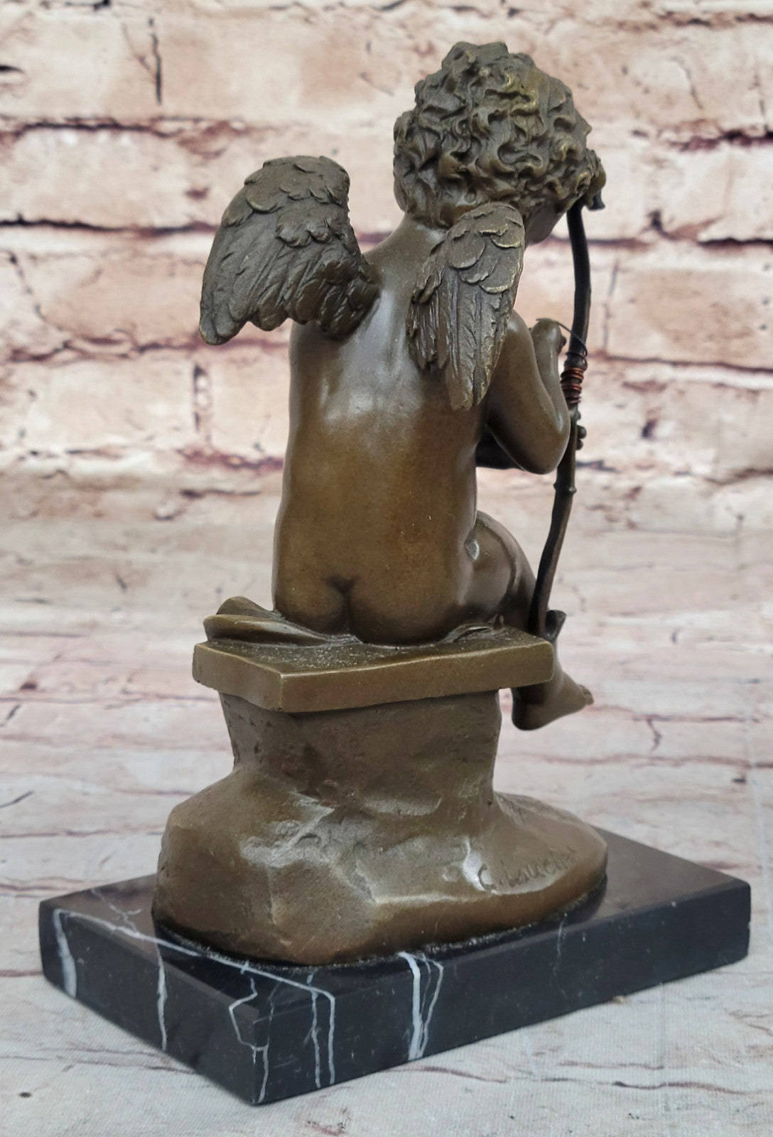 Boy Angel Sculpture: Charles Louchet`s Cupid - Hot Cast Bronze for Home Office