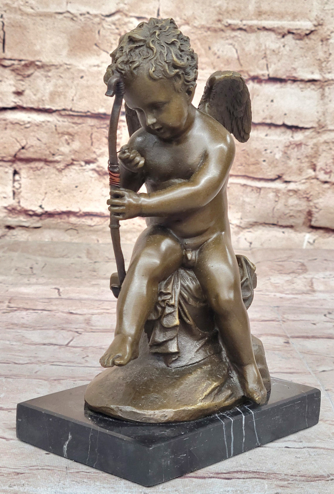 Boy Angel Sculpture: Charles Louchet`s Cupid - Hot Cast Bronze for Home Office