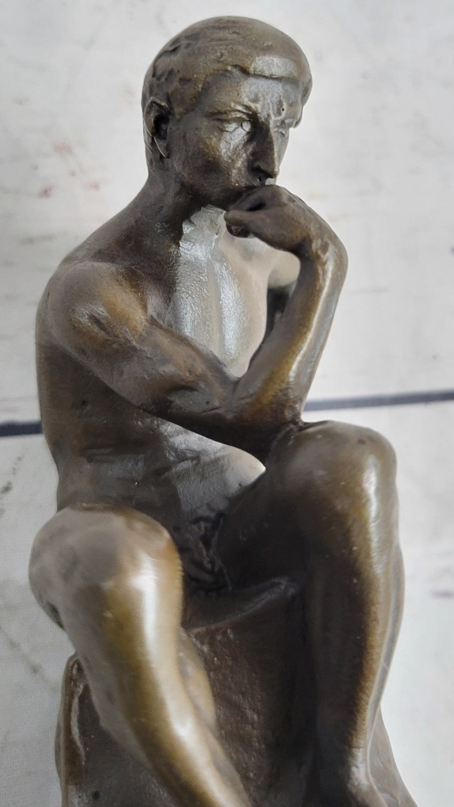 Buy Rodin’s The Thinker Bronze Marble Statue – Classical Male Nude Sculpture Art for Sale