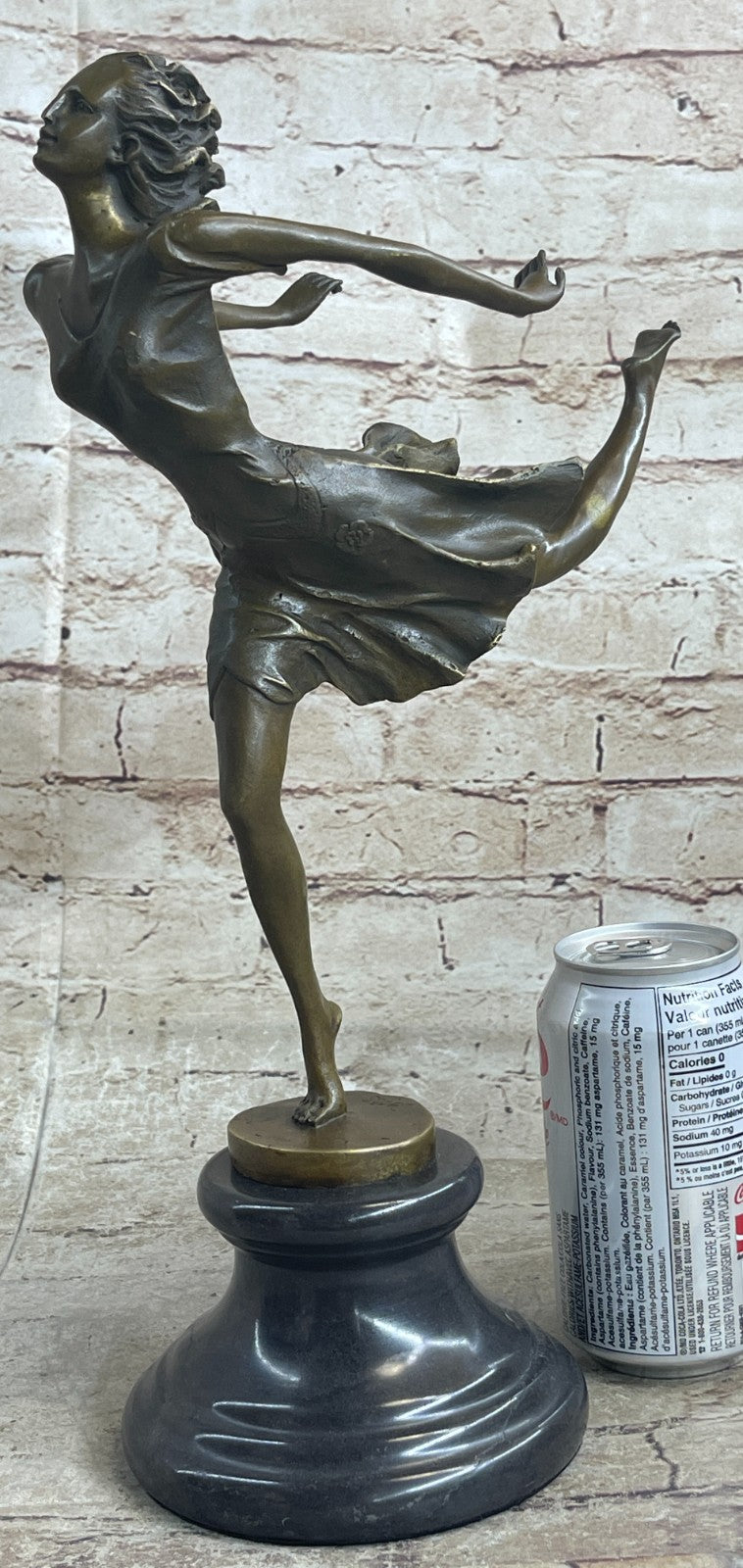 Free Fall Dancer Posing Bronze Marble Sculpture Marble Base Figurine Statue Gift