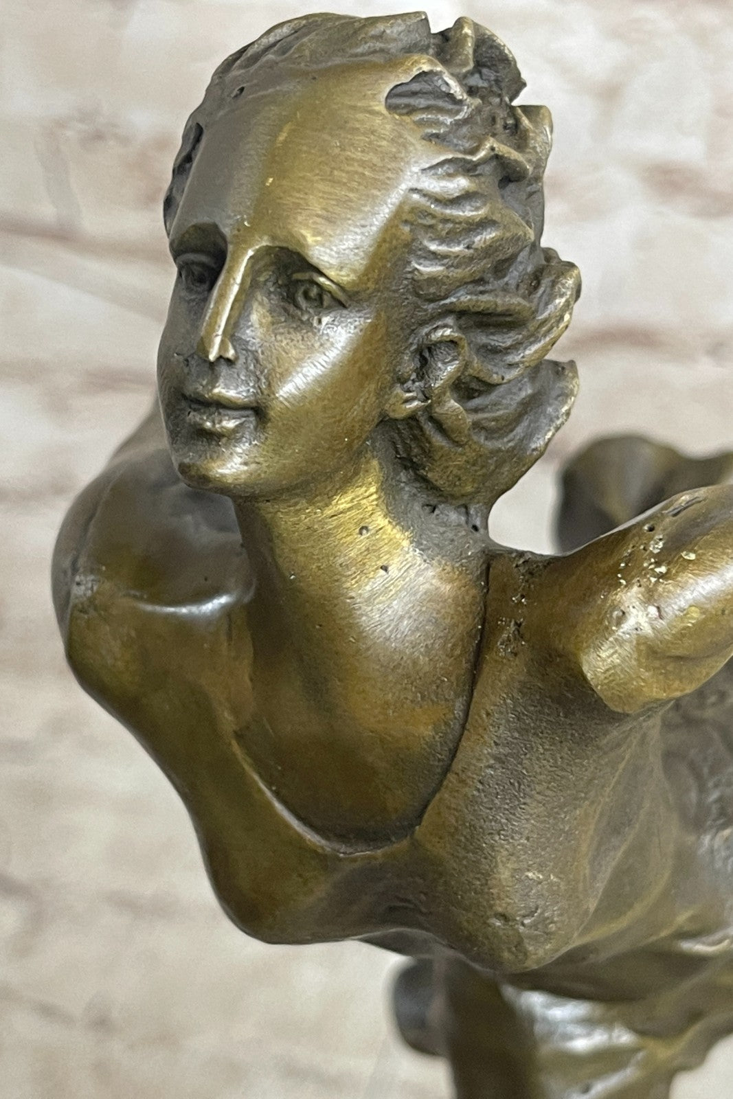 Free Fall Dancer Posing Bronze Marble Sculpture Marble Base Figurine Statue Gift