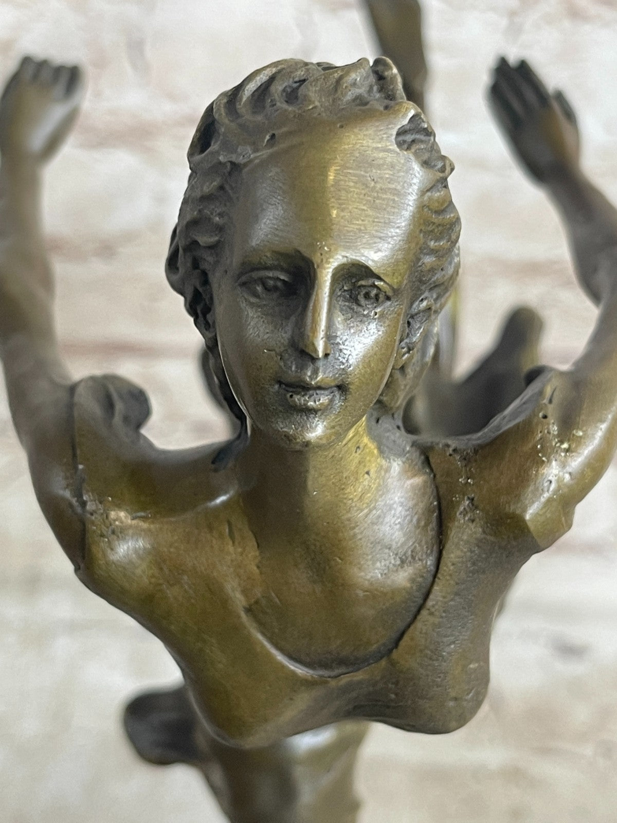 Free Fall Dancer Posing Bronze Marble Sculpture Marble Base Figurine Statue Gift