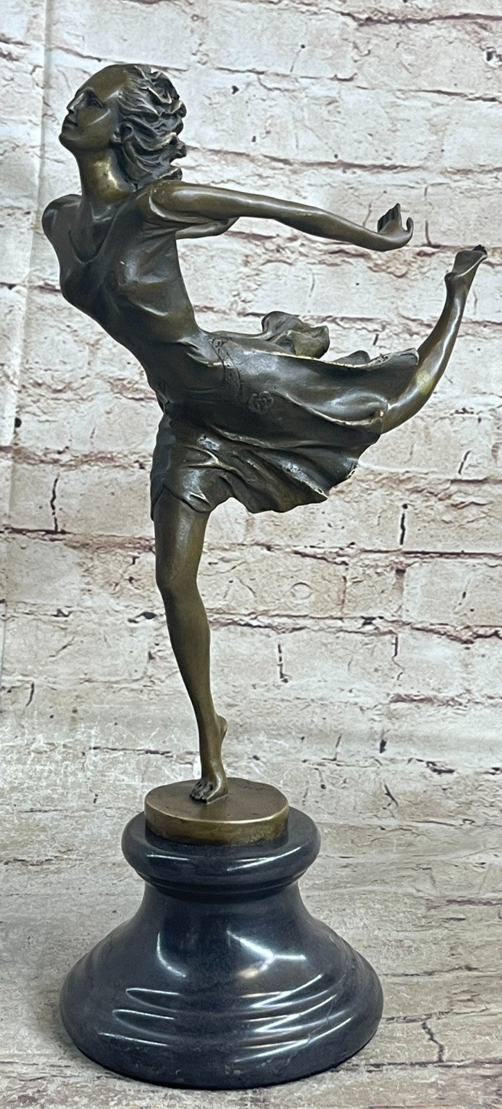 Free Fall Dancer Posing Bronze Marble Sculpture Marble Base Figurine Statue Gift