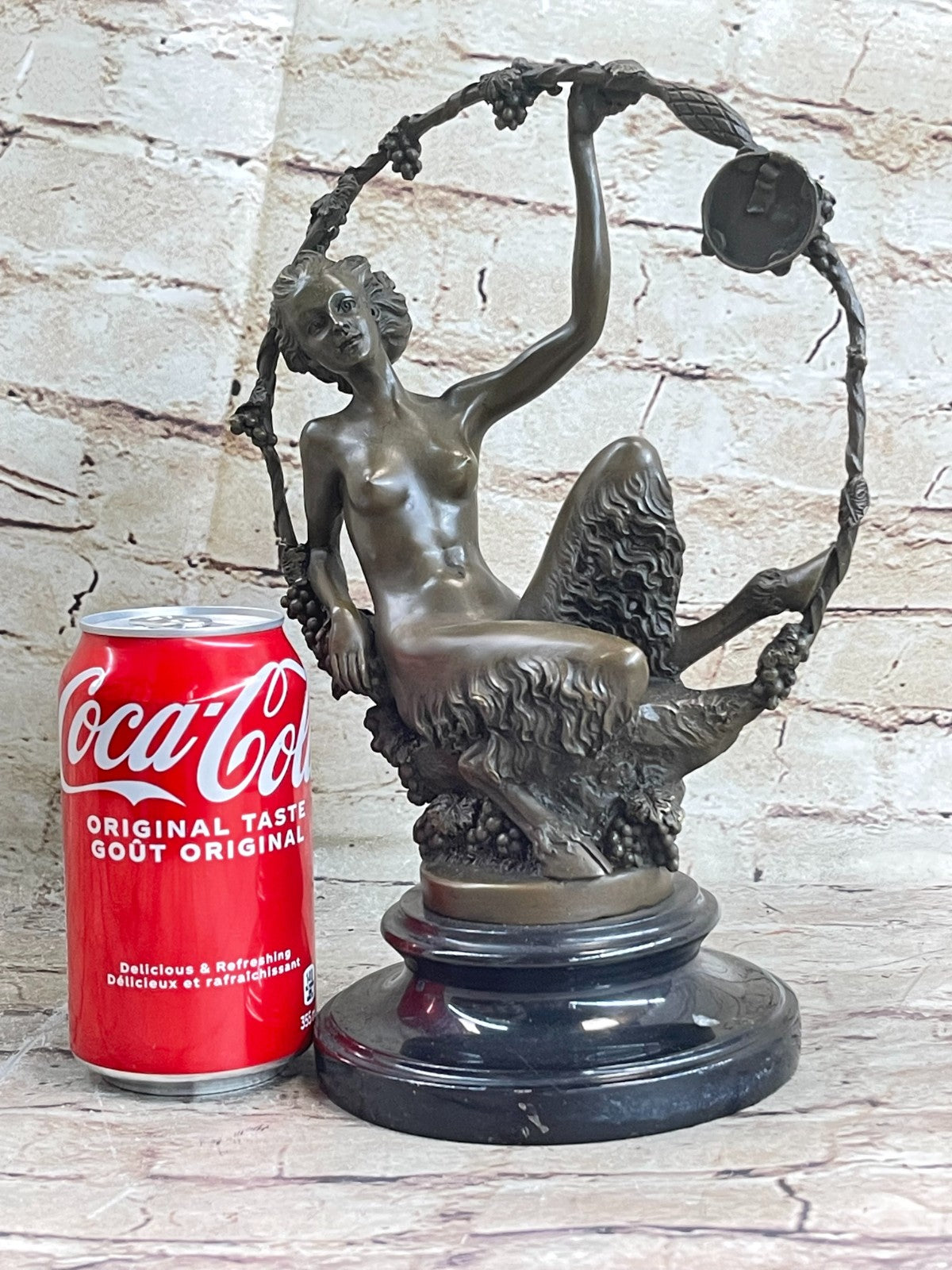 BRONZE NUDE FEMALE WOMAN GIRL SCULPTURE FAUN MYTHOLOGY SATYR STATUE COLLECTOR NR