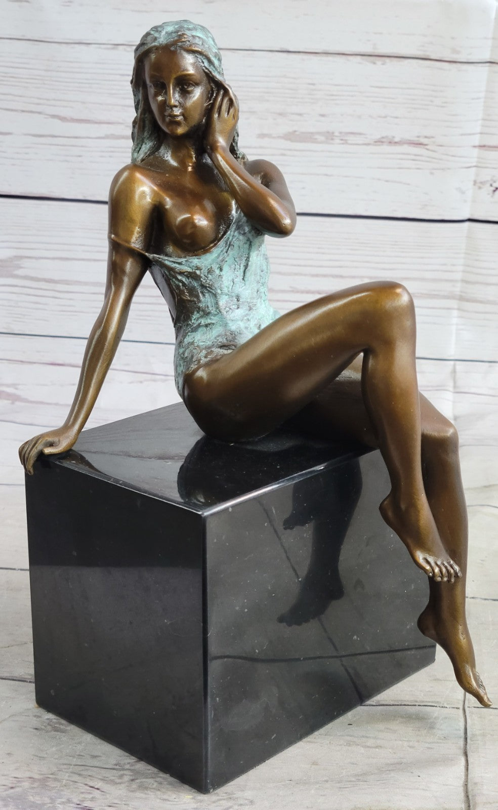 Nude Girl Real Bronze Sculpture Hot Sexy Erotic Original Signed Home Art Decor