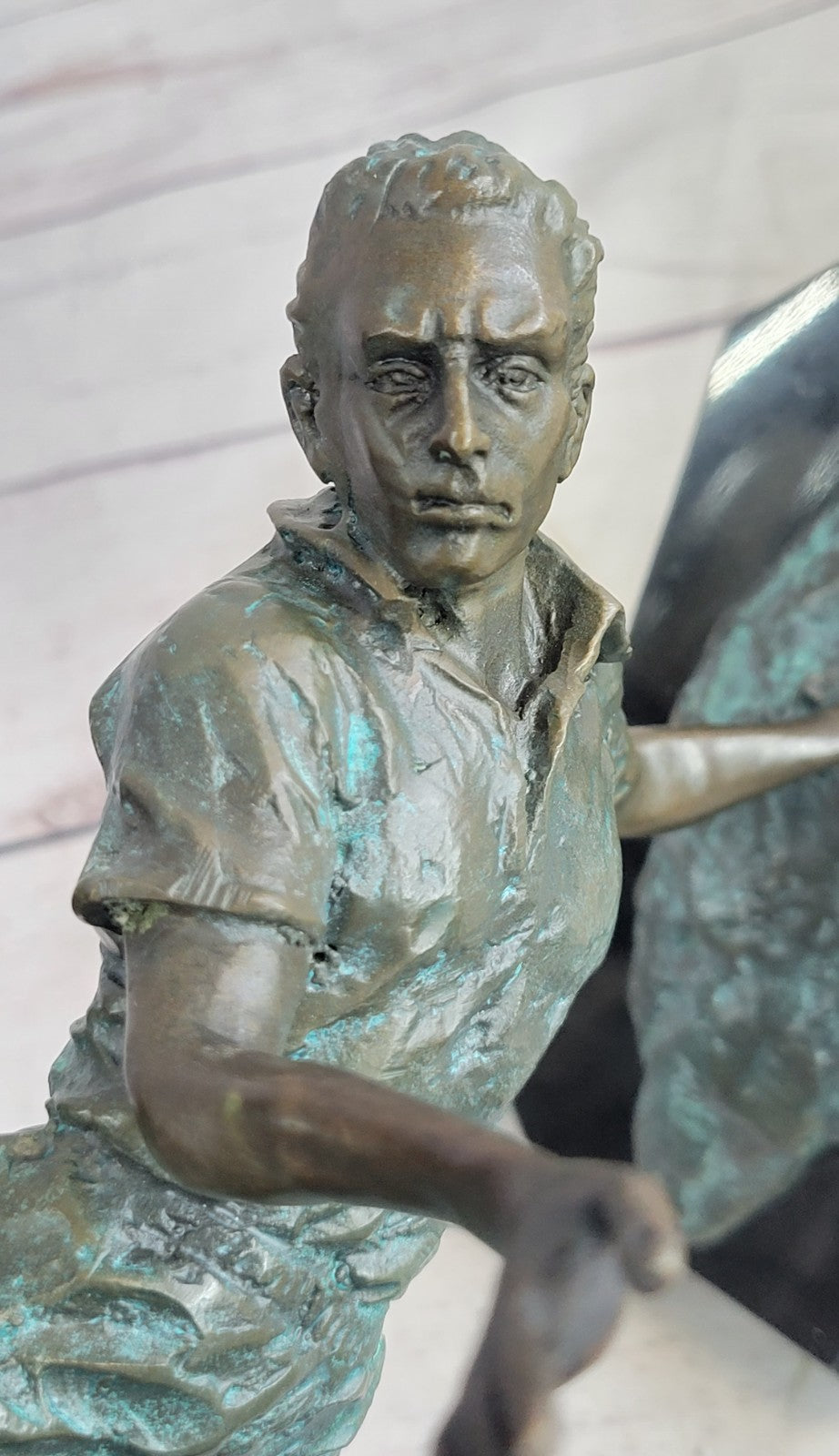 Dynamic Bronze Sculpture of Soccer Player Scoring Goal by Milo Action Artwork