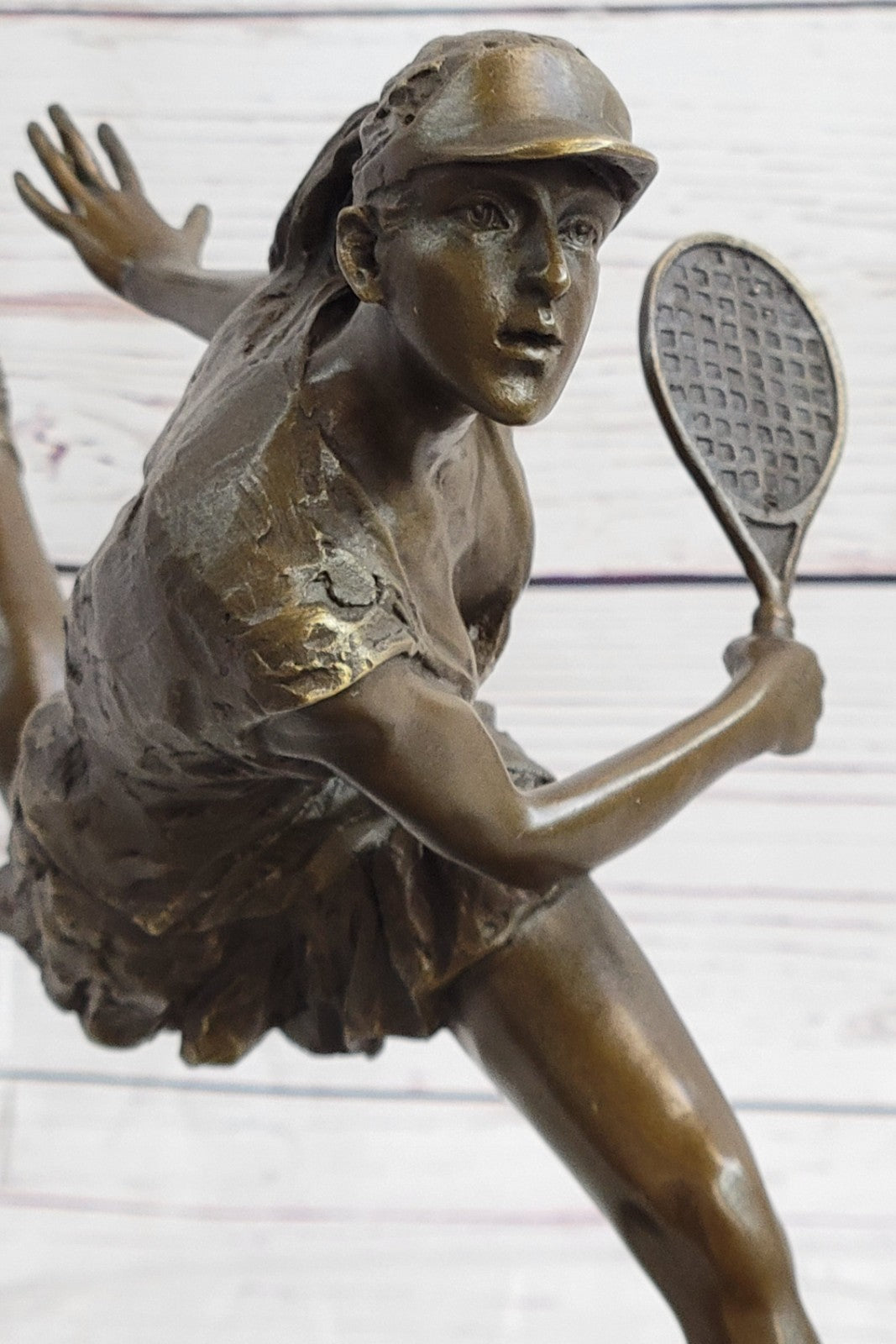 Bronze Trophy Sport Memorabilia Collectible Girl Tennis Player Bronze Sculpture