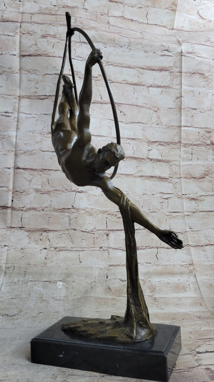 Aerial Acrobat Breathtaking Bronze Sculpture Nude Male Figurine Figure
