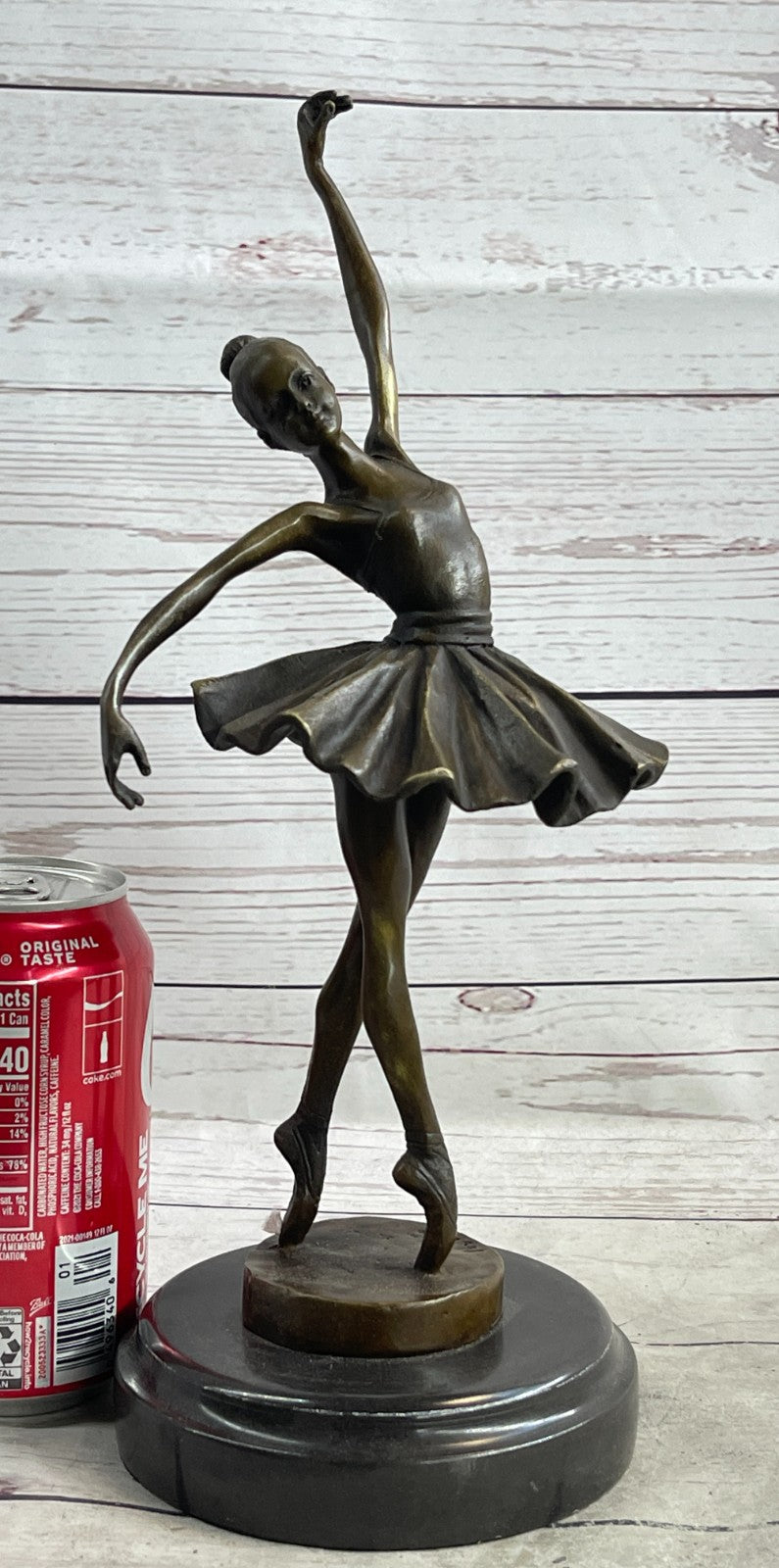 Graceful Prima Ballerina Figurine - Handmade Bronze Statue by Miguel Lopez