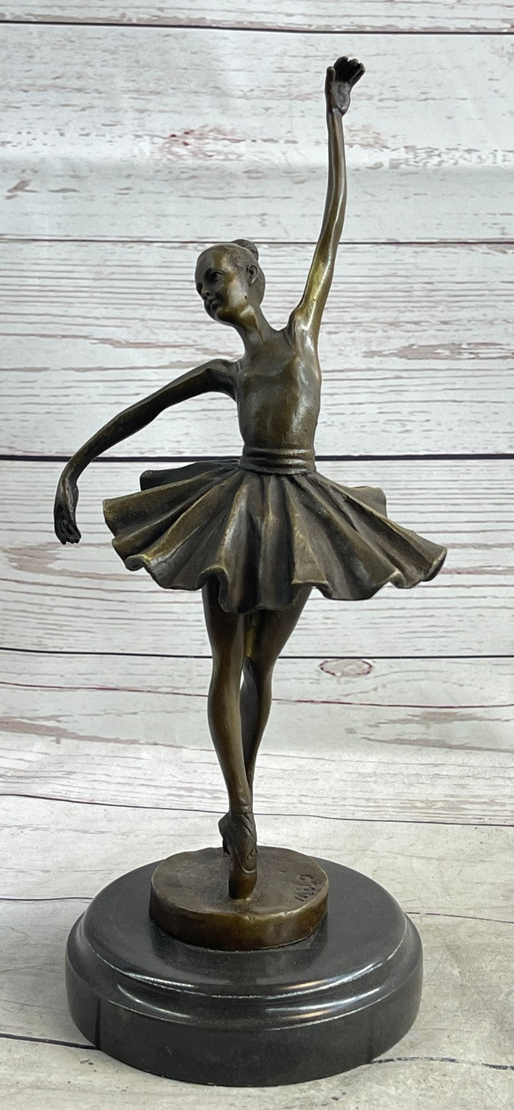 Graceful Prima Ballerina Figurine - Handmade Bronze Statue by Miguel Lopez