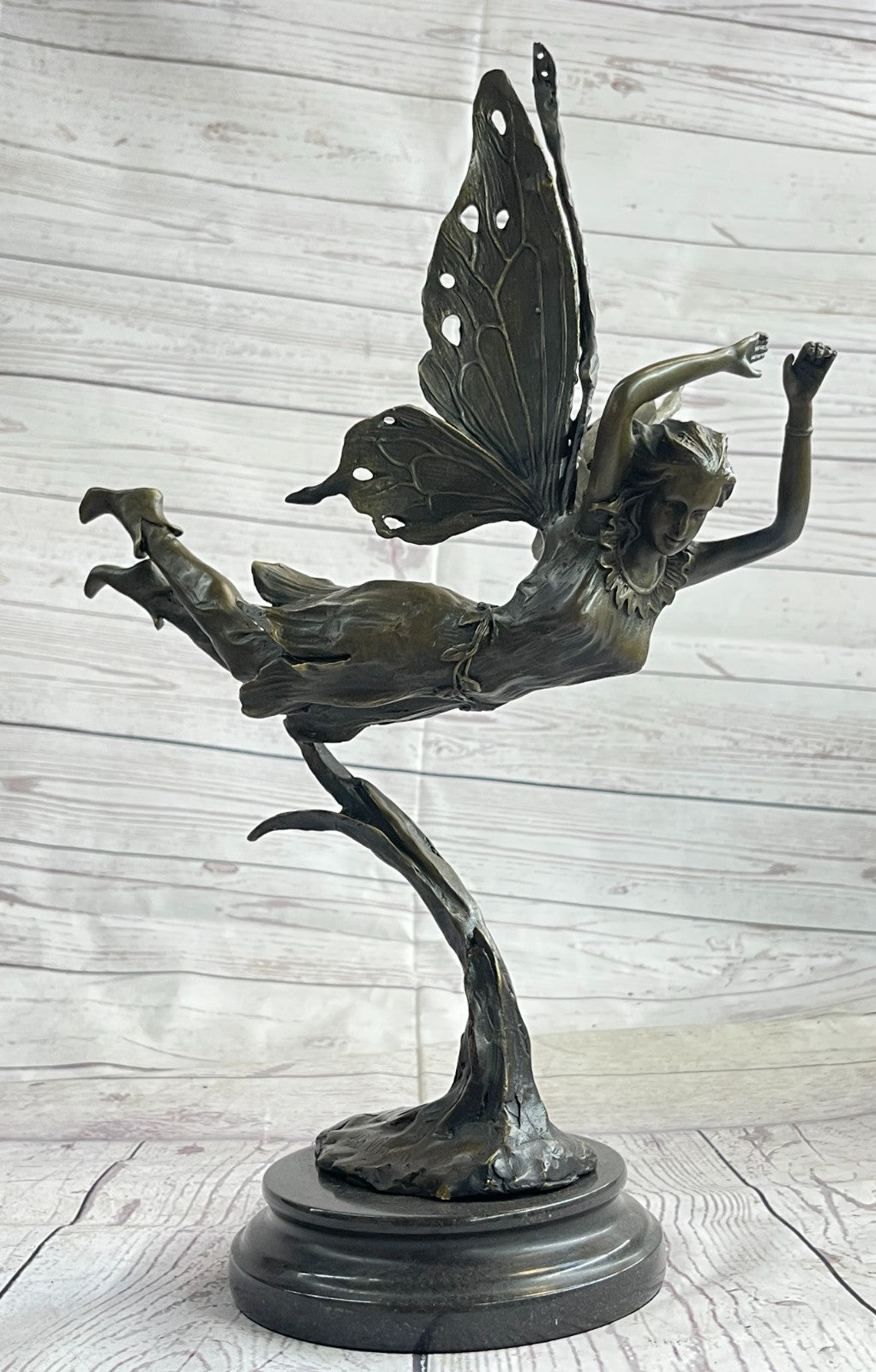 Signed Angel Religous Bronze Sculpture Mythical Statue Figurine Figure Home Deco