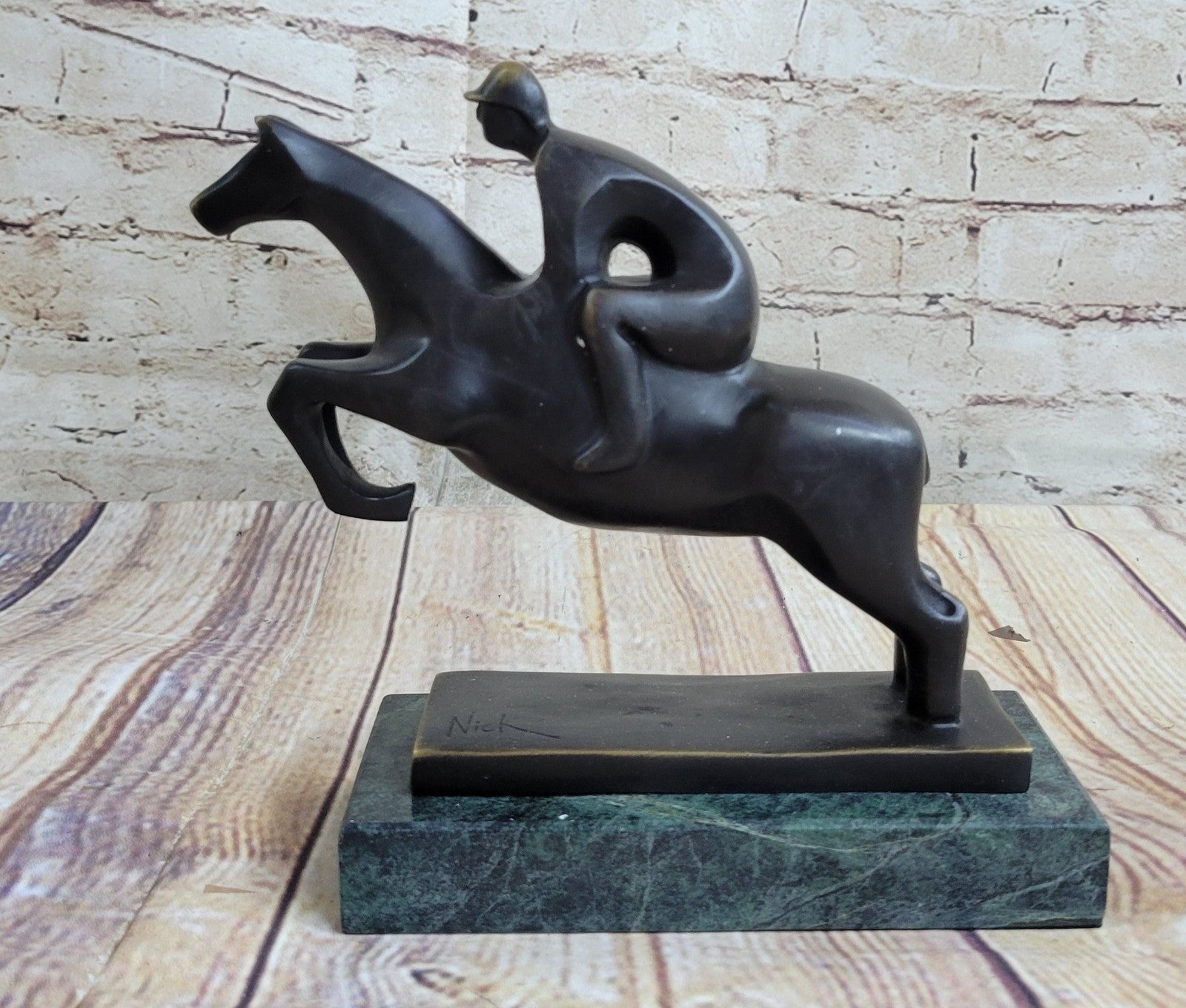 Handcrafted bronze sculpture SALE Horse Racing Jockey Man Art Western Deco Decor