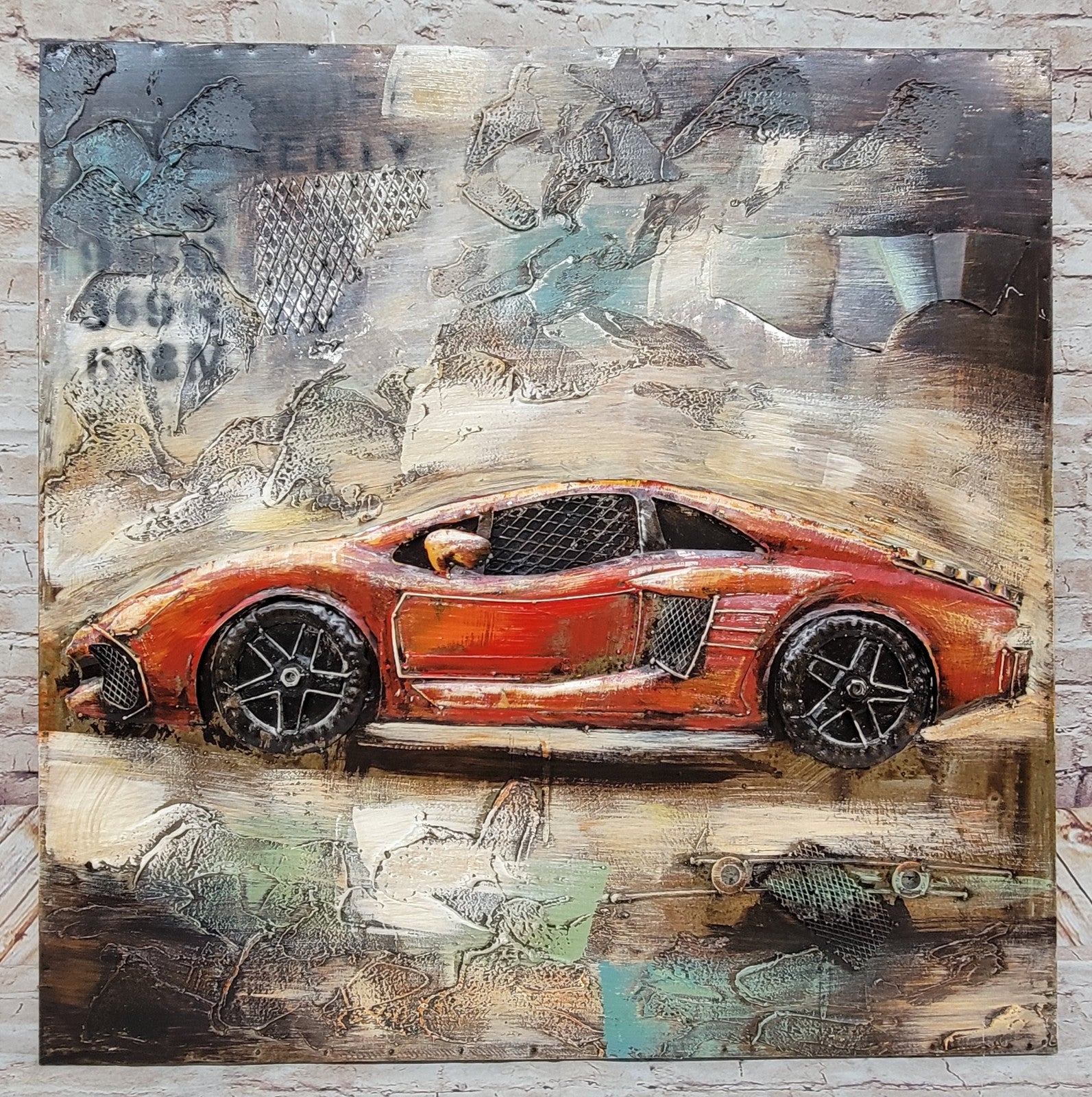 Metal Decoration Oil Painting Wall Art New Racing Car Collectible Artwork