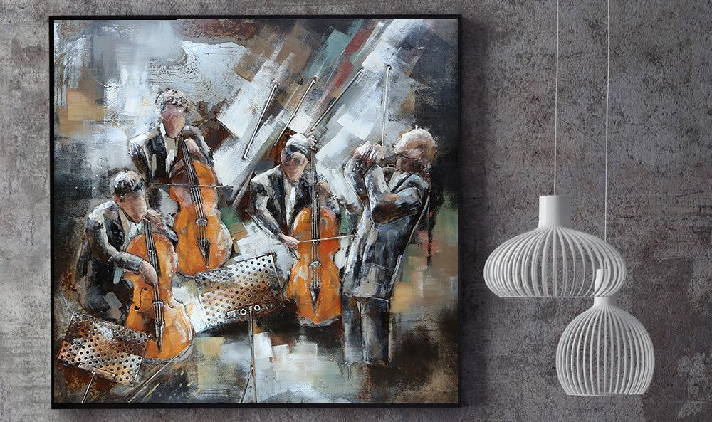 Large Musician Abstract Painting Modern Colorful Pianist Painting 3D Artwork