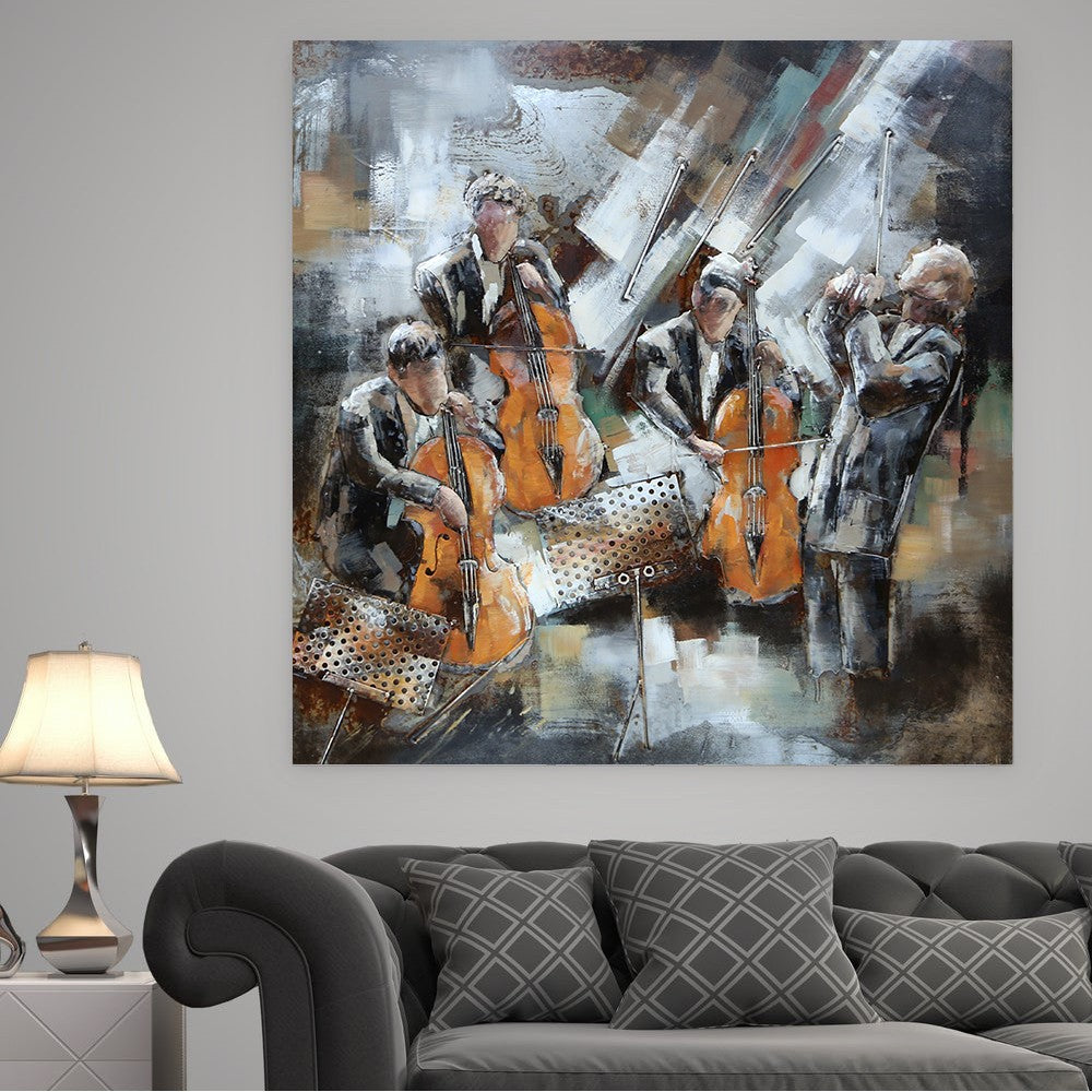 Large Musician Abstract Painting Modern Colorful Pianist Painting 3D Artwork