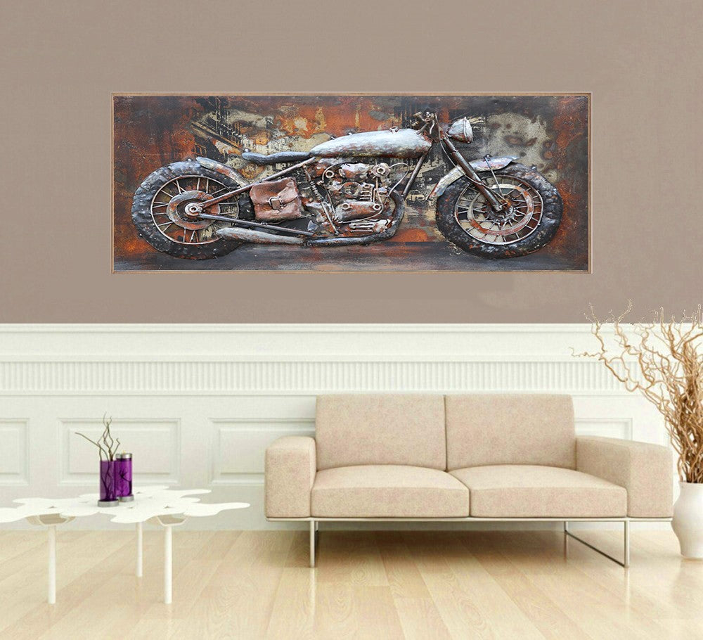 Harley Davidson with American Flag 3 Dimensional Wall Painting Decoration Gift