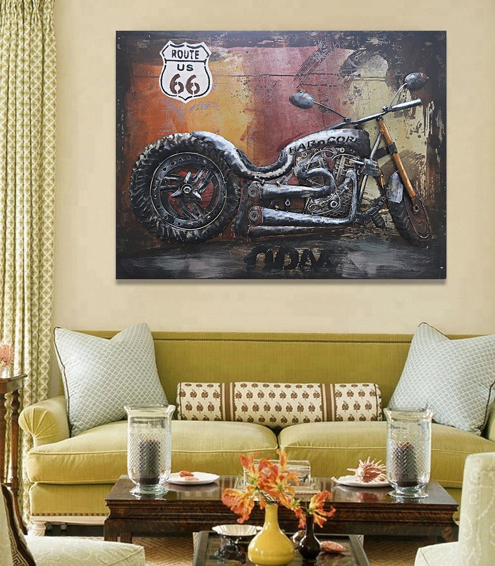 3D Wall Art, Motorcycle, Oil Painting Harley Davidson Bike Canvas Frame Sale