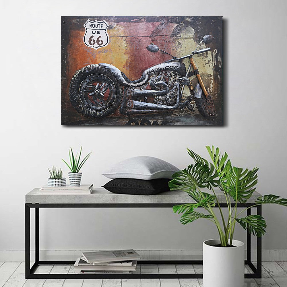 3D Wall Art, Motorcycle, Oil Painting Harley Davidson Bike Canvas Frame Sale