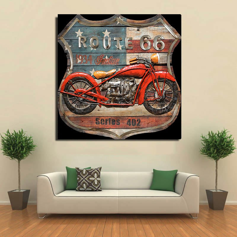 Handcrafted 3D home or office Decor with a Wood Canvas Harley Davidson Gift