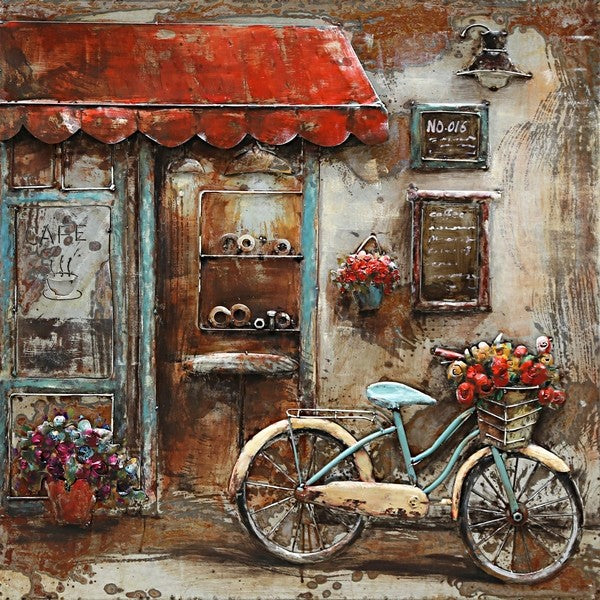 Built Solid and Ready to Hang Bistro Restaurant Large 32 by 32 Inches Artwork Art